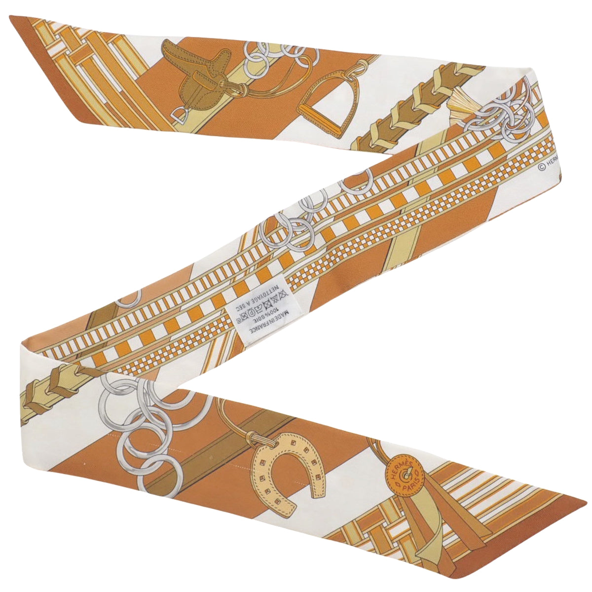 Brides et Gris Gris Bridle and Charm Twilly 丝绸棕白色