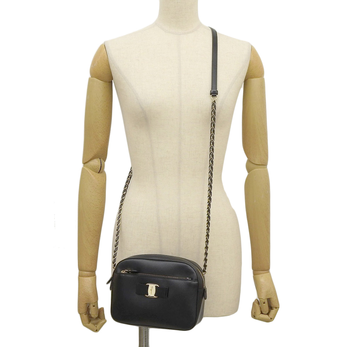 Vara Ribbon Mini Shoulder Bag in Black Calfskin