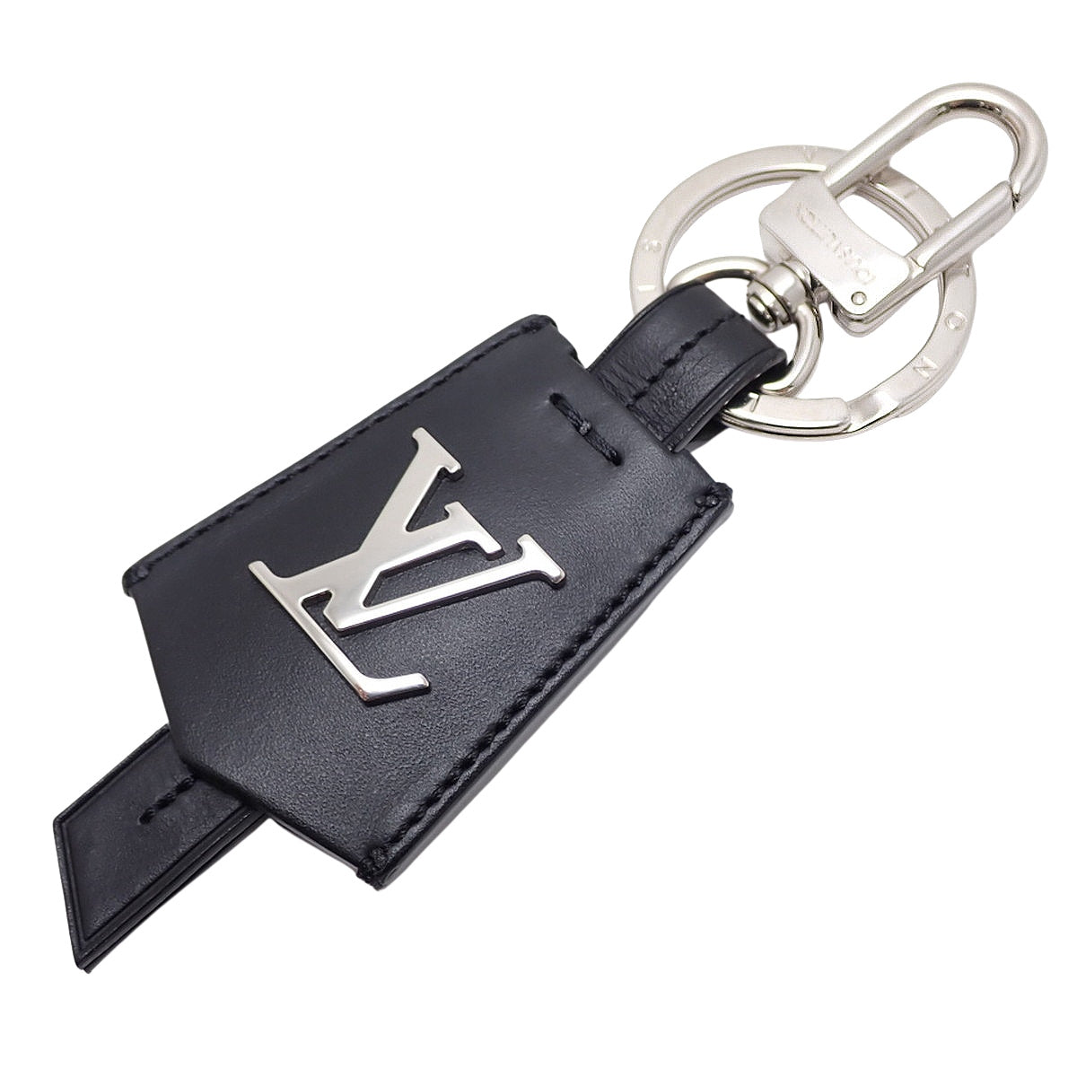 Keychain Cloche Cle Leather Metal Noir M68020
