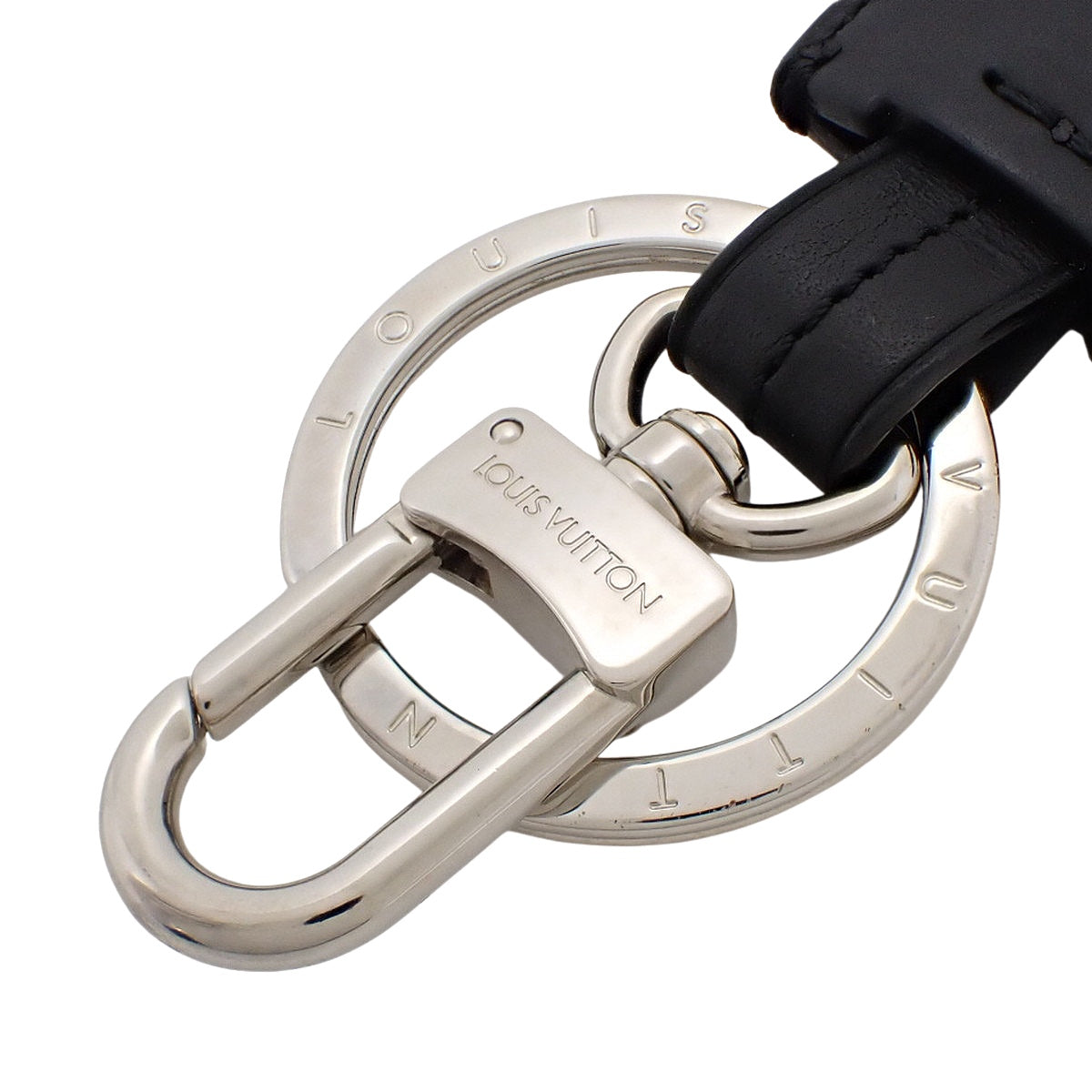 Keychain Cloche Cle Leather Metal Noir M68020