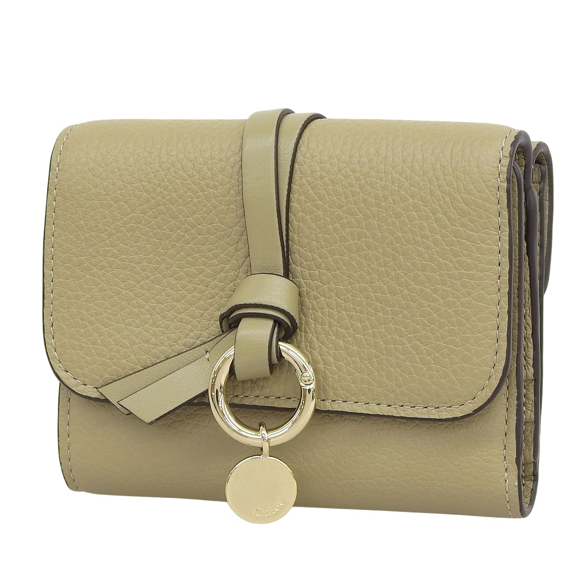 Mini trifold wallet in grained leather Pottery Green CHC21WP718F57381
