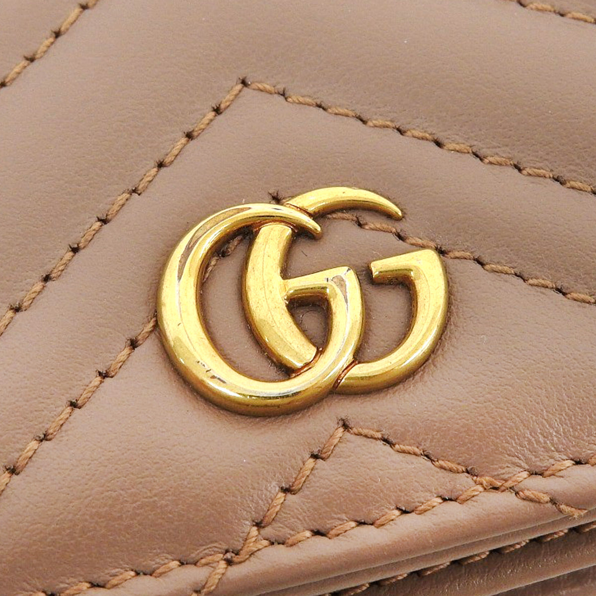 GG Marmont 双 G 小号钱包,米色皮革,466492