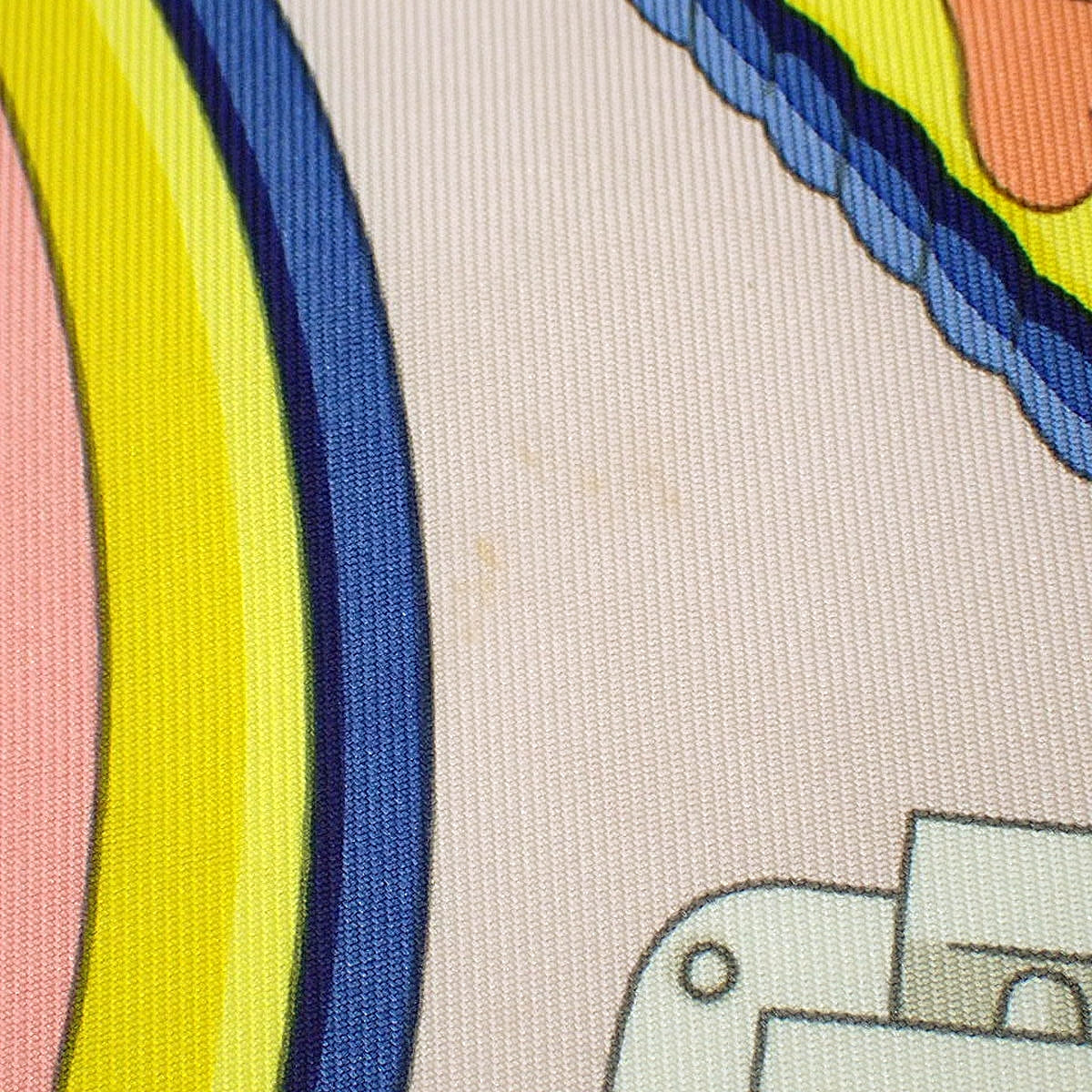 HARNAIS DE COEUR 真丝方巾 90 厘米,绿色珍珠/玫瑰色糖果/蓝色