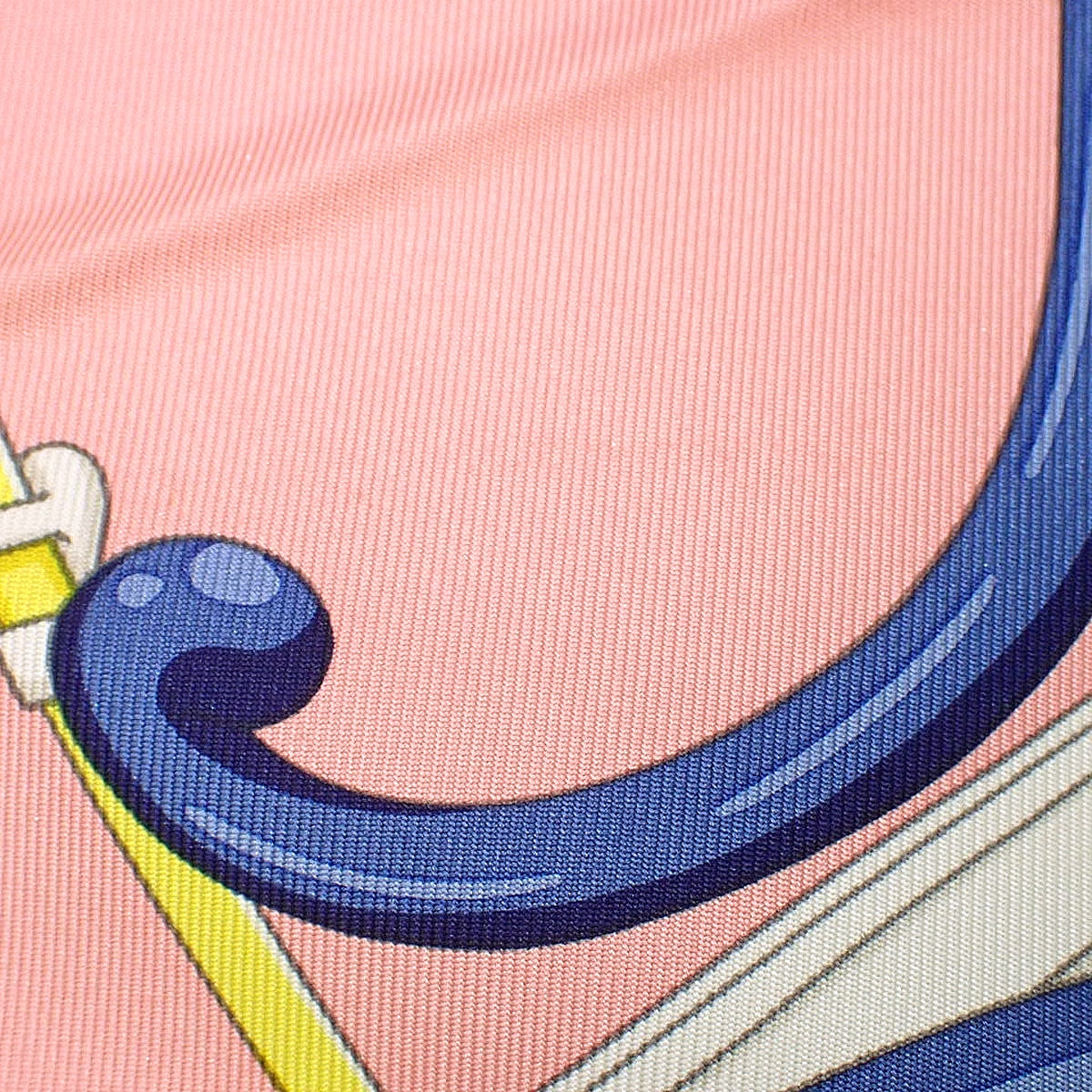 HARNAIS DE COEUR 真丝方巾 90 厘米,绿色珍珠/玫瑰色糖果/蓝色