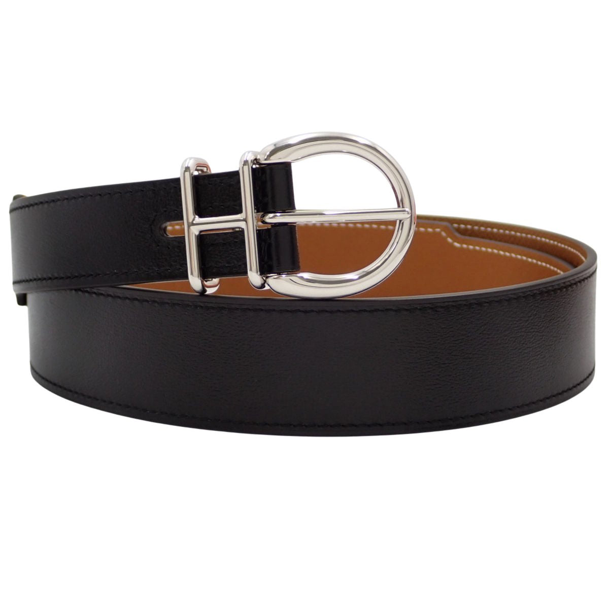 双面风衣腰带,尺码 34、95,方格小牛皮,金色,W 标志