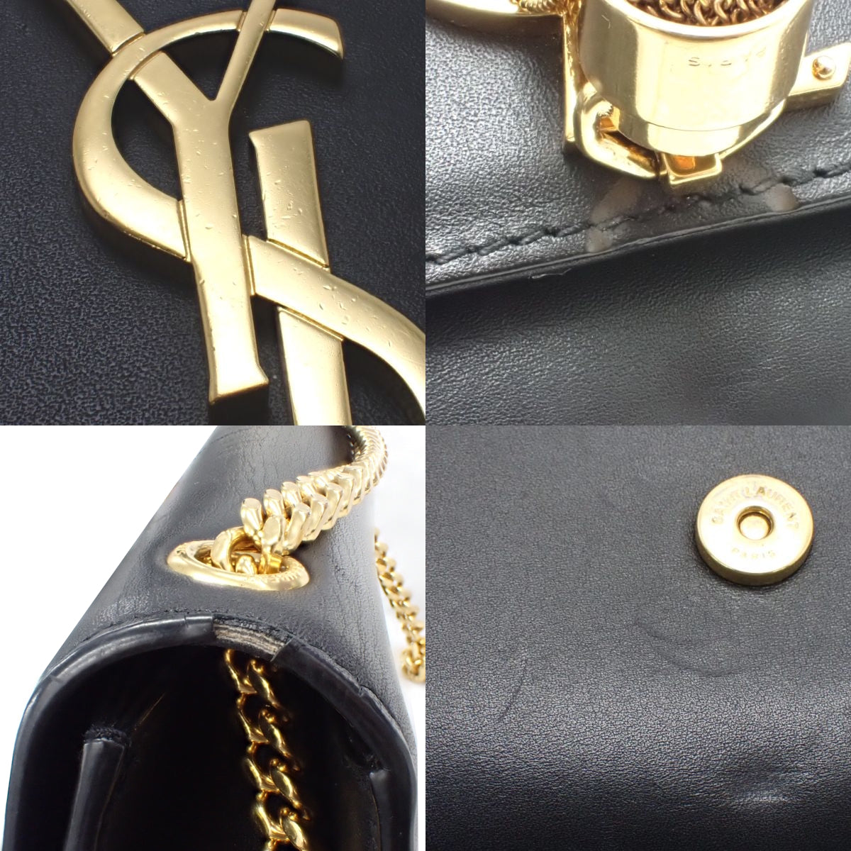 Kate黑色皮革流苏小链条单肩包(474366)