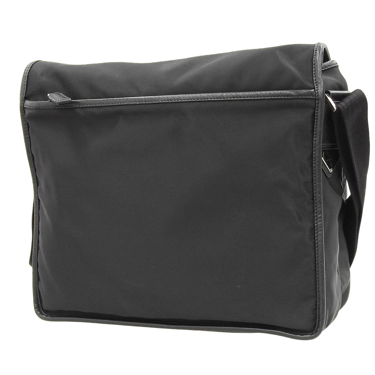 Logo Messenger Bag in Black Nylon and Saffiano Leather 2VD166
