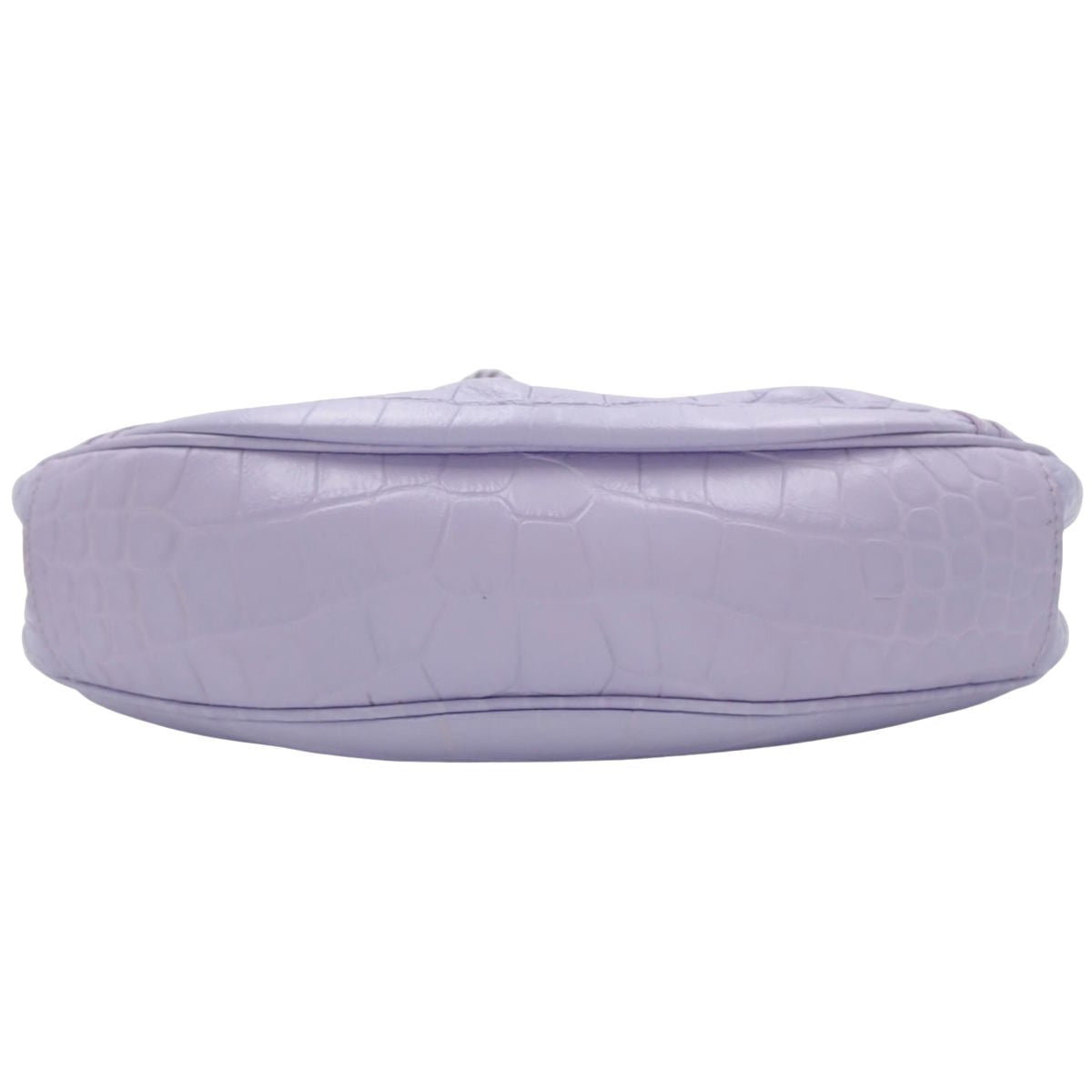 Le Cagole Small Shoulder Bag in Purple Leather with Crocodile Embossing, 671309