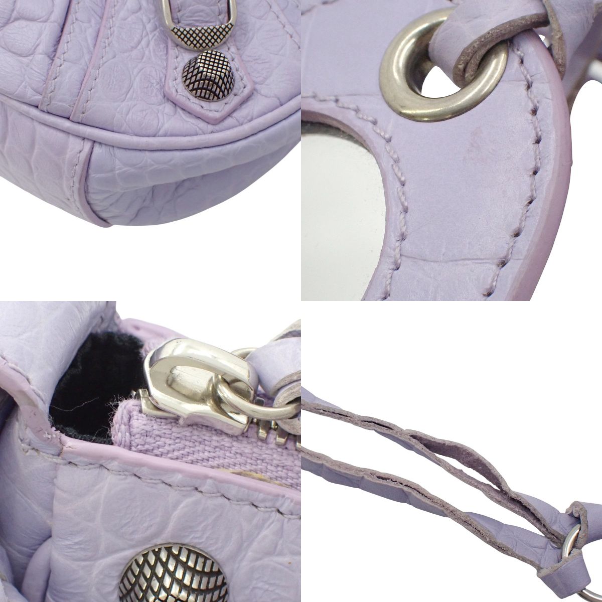 Le Cagole ル カゴール ショルダーバッグ スモール レザー パープル 671309 クロコ型押し