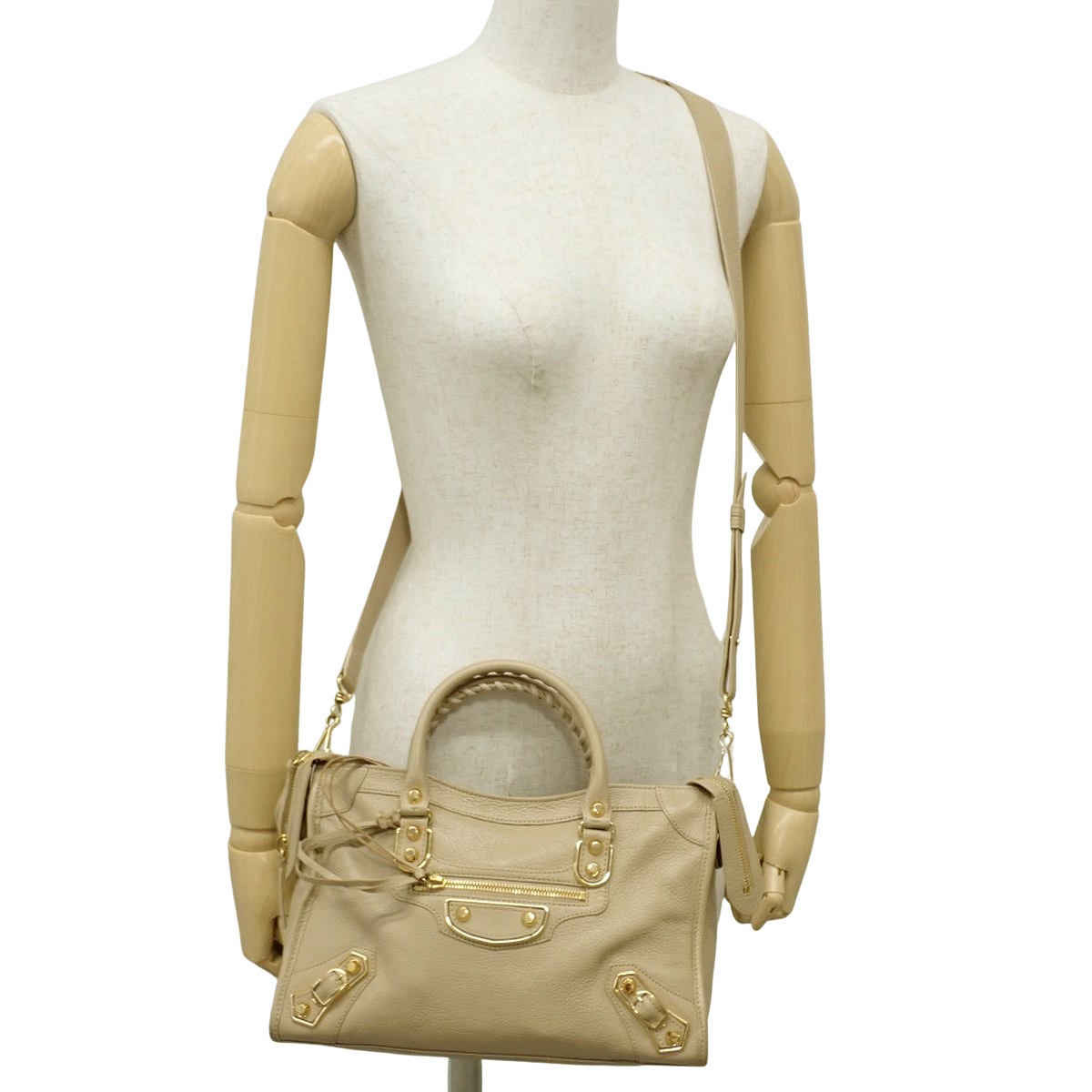 クラシックメタル エッジシティバッグ レザー ベージュ 432831 トートバッグ ショルダーバッグ 2way