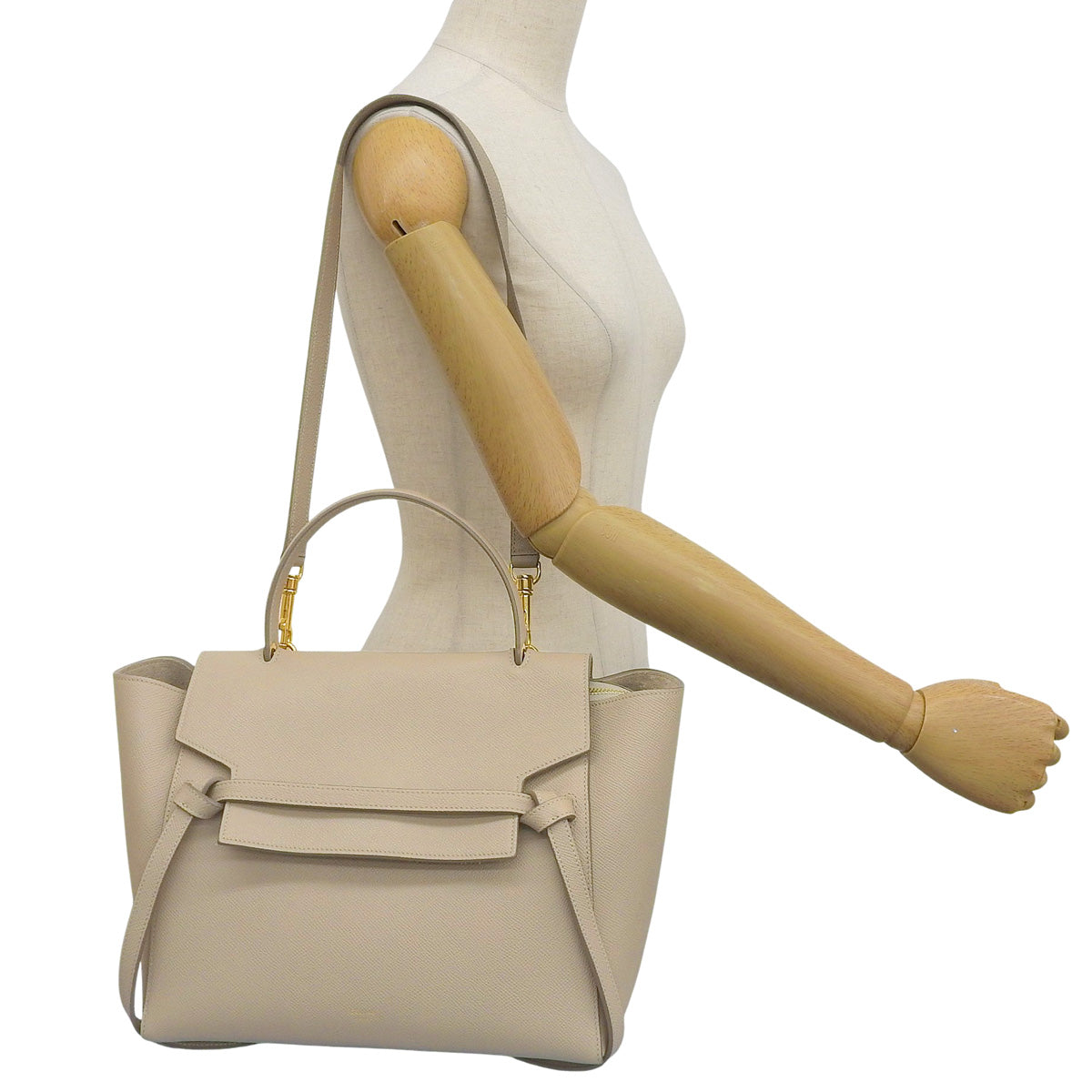 迷你腰包,粒面小牛皮材质,浅灰褐色,货号:189153ZVA.18LT