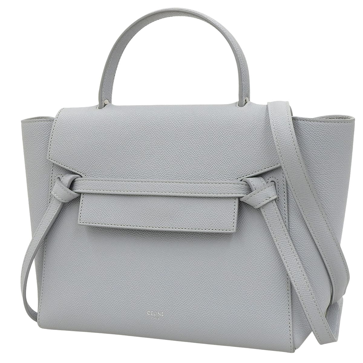 Micro leather belt bag in light blue and light gray (189153)