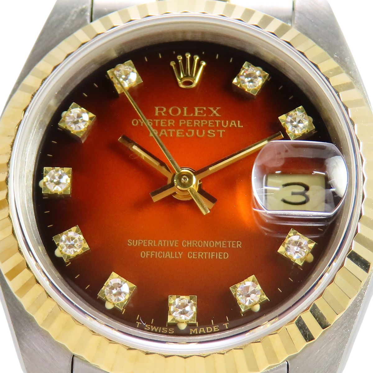 デイトジャスト 69173G YG/SS X番 レッドグラデーション 10PD ダイヤインデックス 自動巻き レディース