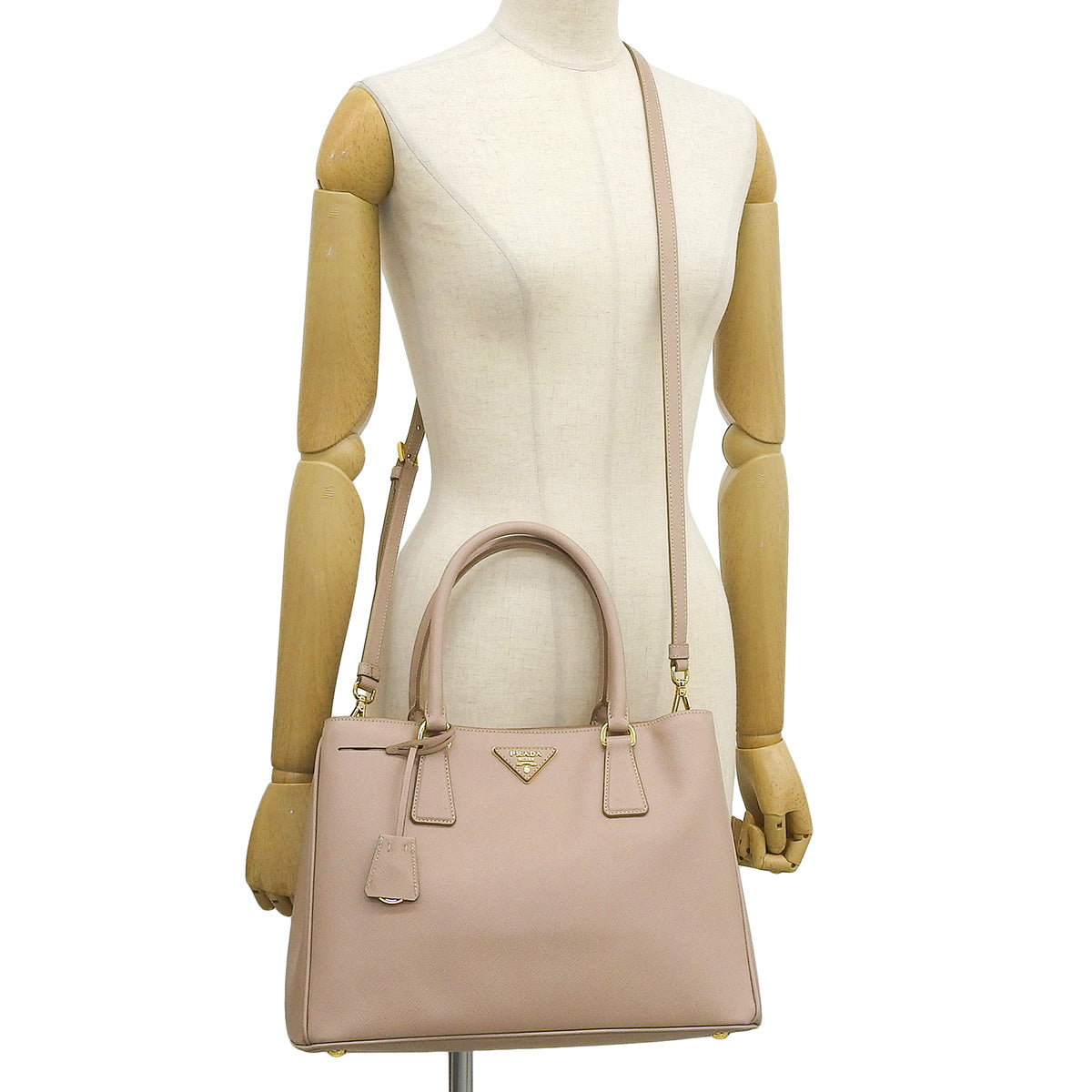 Galleria Large Saffiano Leather Bag, Pink Beige, 1BA874