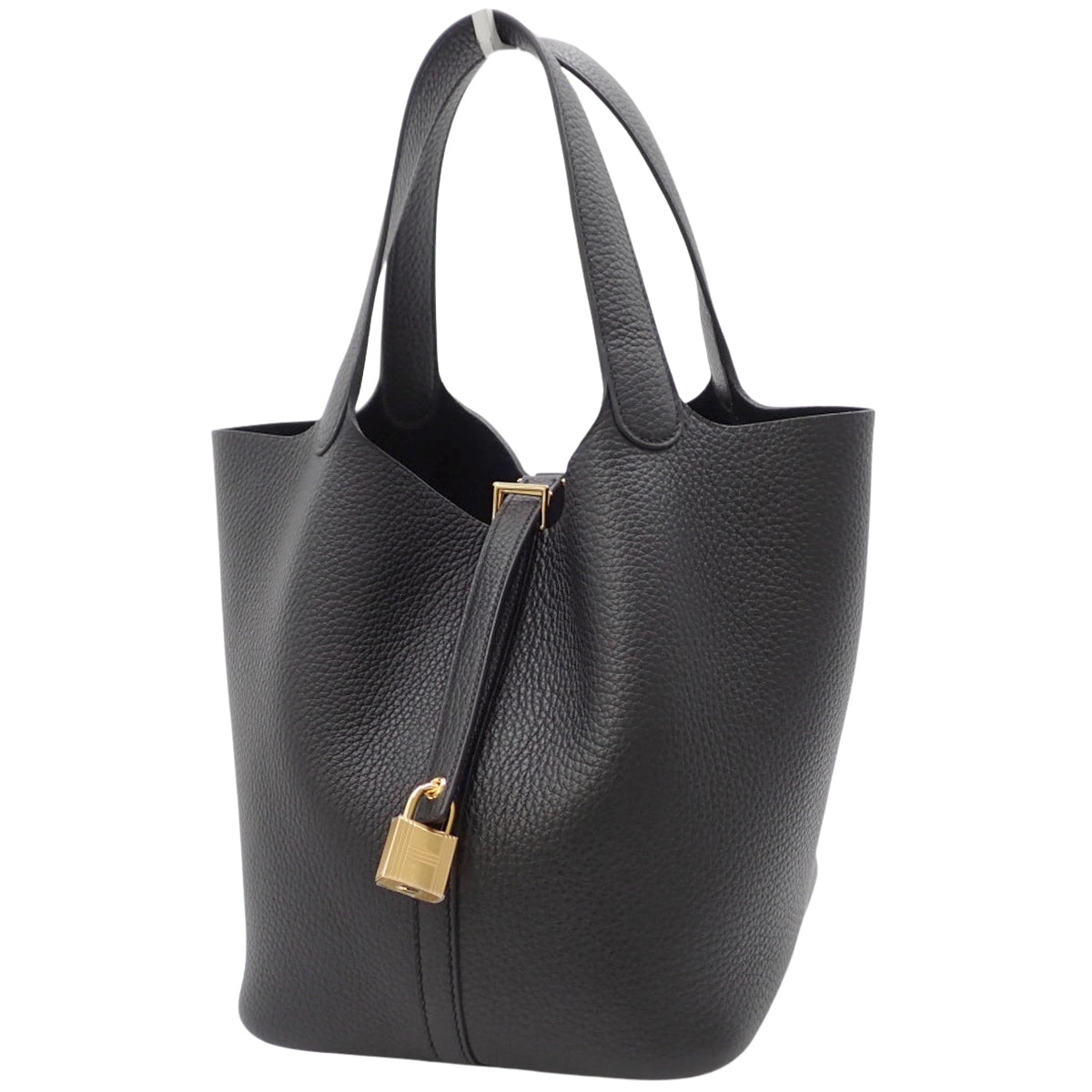 【新品】Picotin Lock MM K 印章 Taurillon Clemence 皮革黑色金色五金