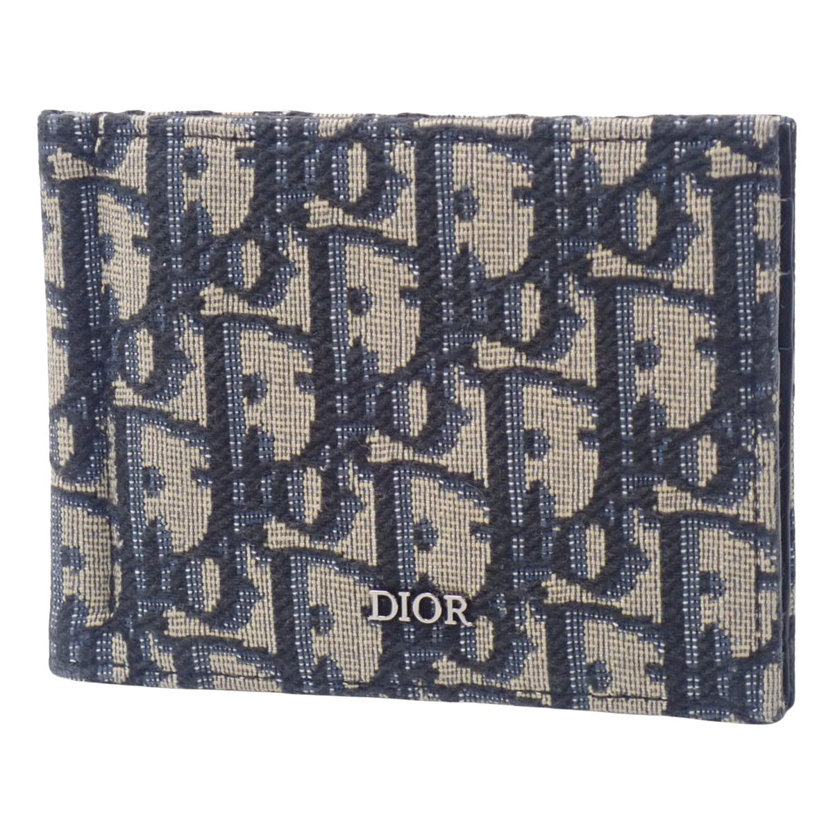 Dior Oblique Jacquard Calfskin Wallet with Money Clip, Black, Blue, and Beige, 2ESBH069YSE_H05E, Bifold Wallet, Accessory