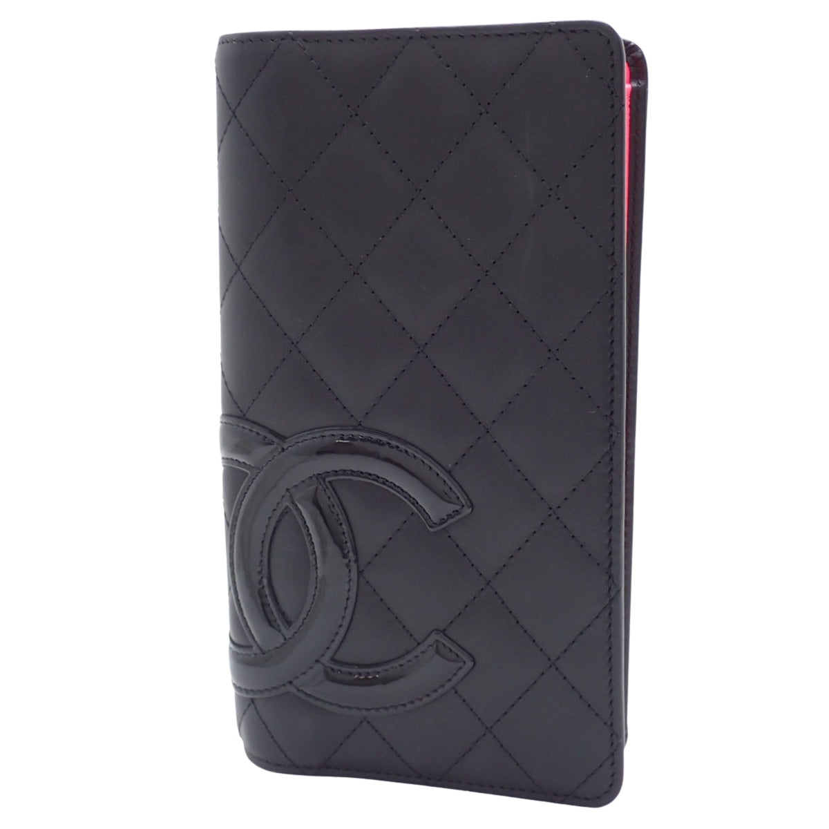 Cambon Line Coco Mark Bifold Long Wallet in Calfskin Patent Leather/Enamel Black A26717