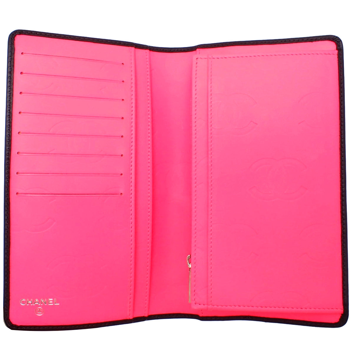 Cambon Line Coco Mark Bifold Long Wallet in Calfskin Patent Leather/Enamel Black A26717