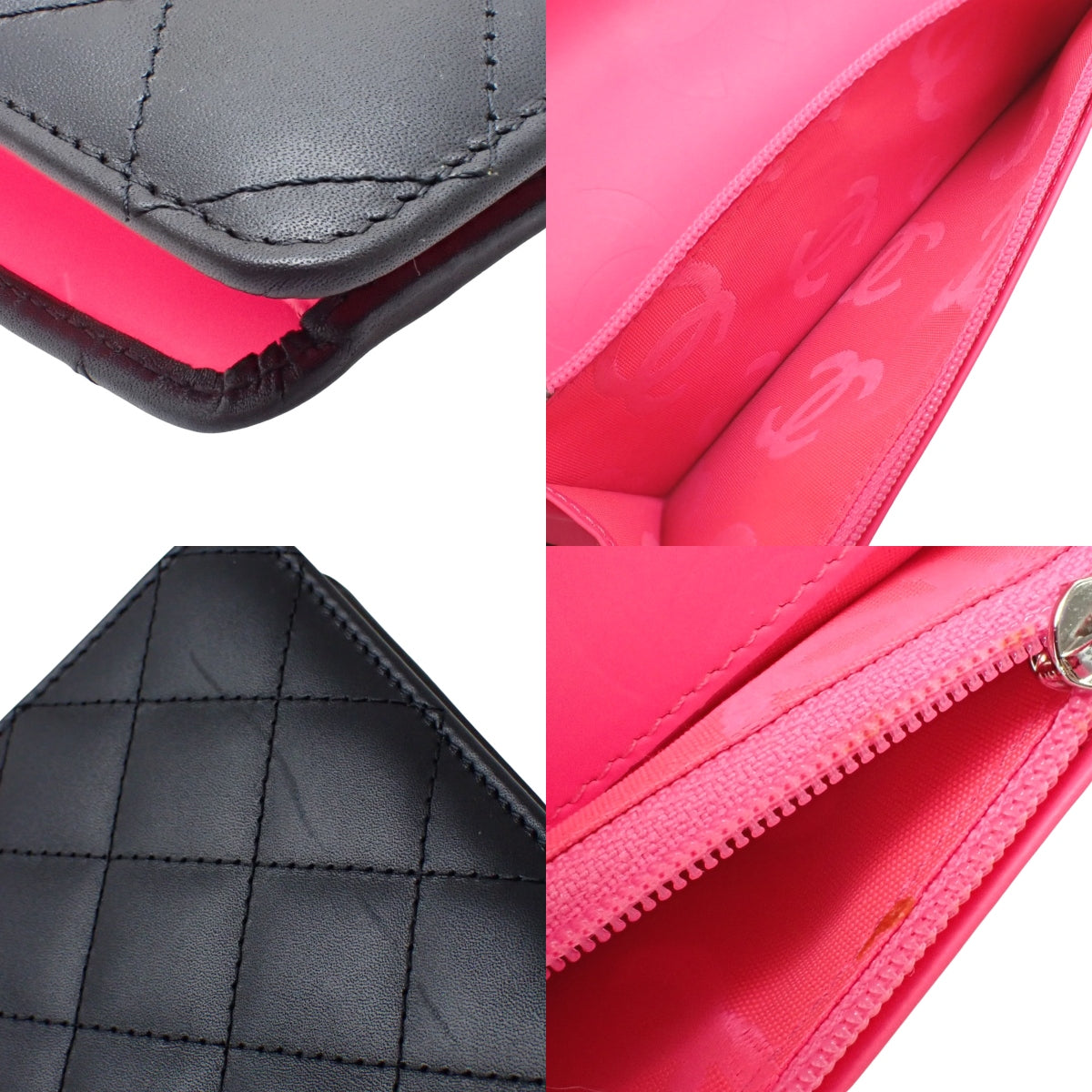 Cambon Line Coco Mark Bifold Long Wallet in Calfskin Patent Leather/Enamel Black A26717