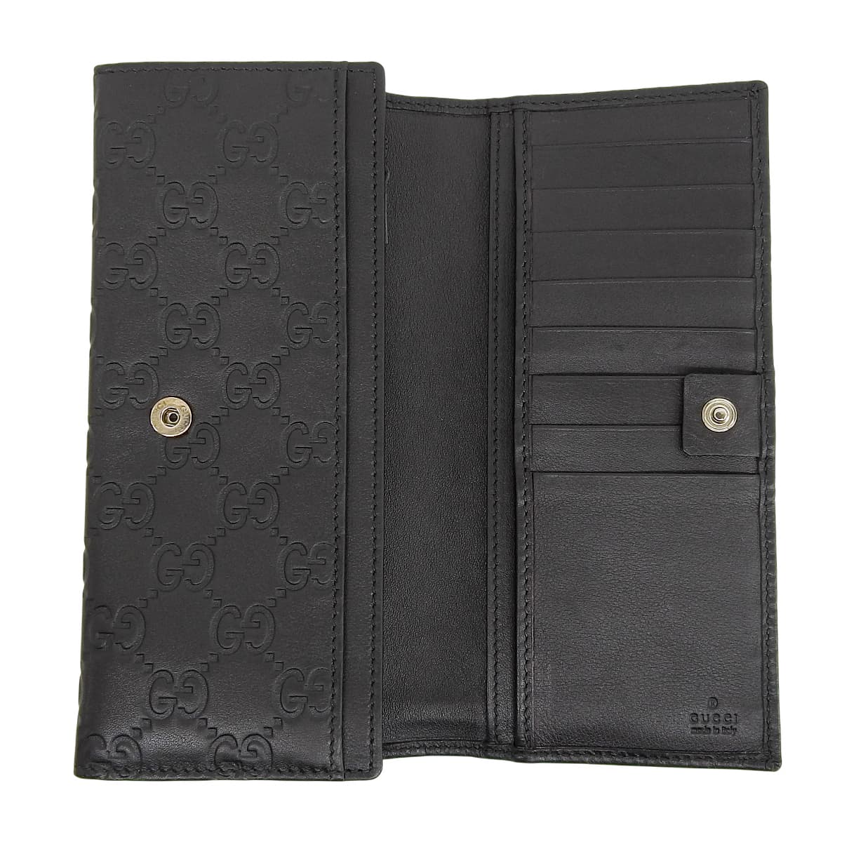 Guccissima Horsebit Bifold Long Wallet, Black, 245775