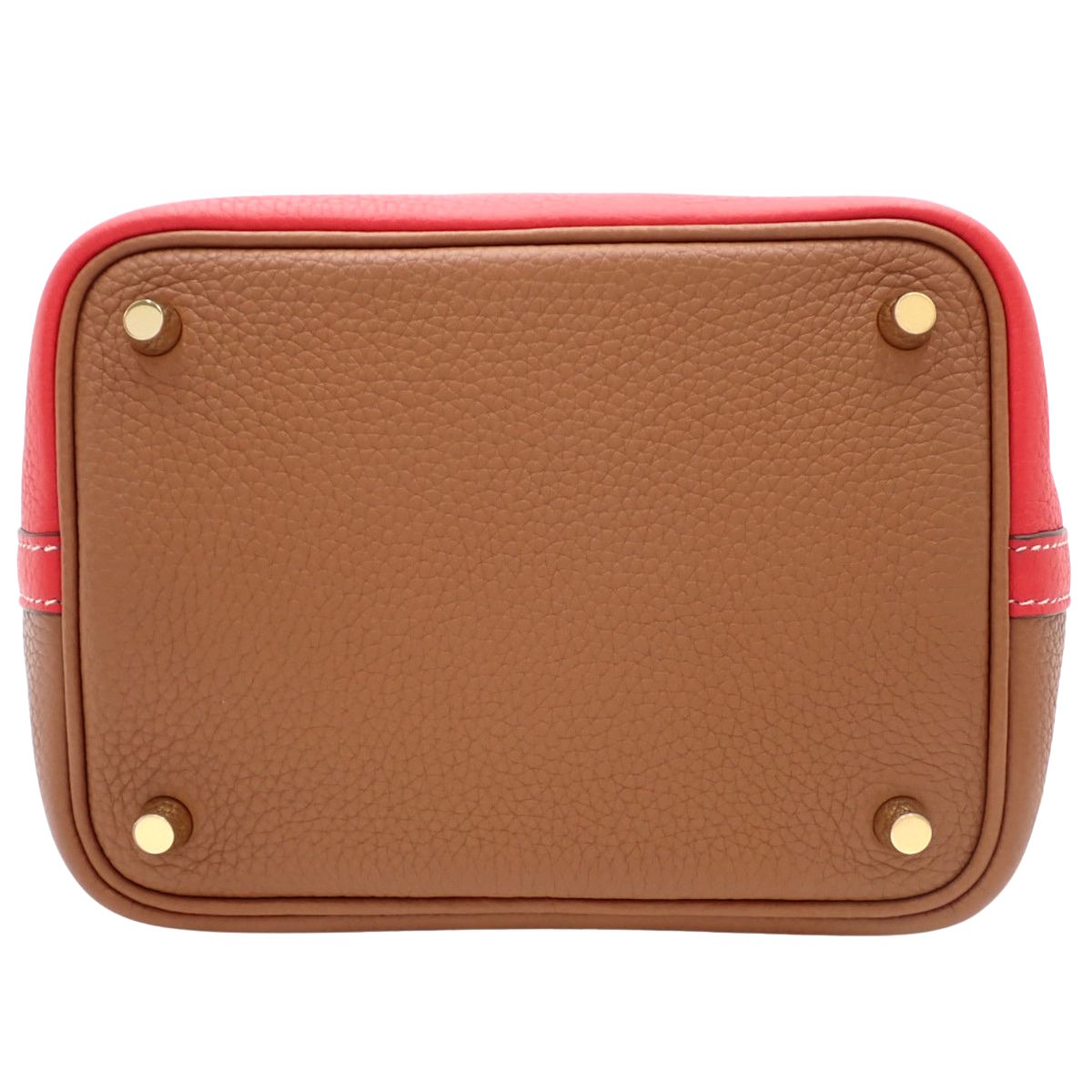 Picotin Lock PM,CAZAC Taurillon Clemence Rouge Coupe,金色,金色五金配件,D 印章