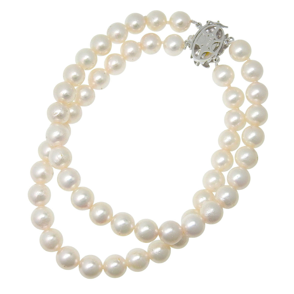 Double pearl bracelet in white gold (14K white gold)