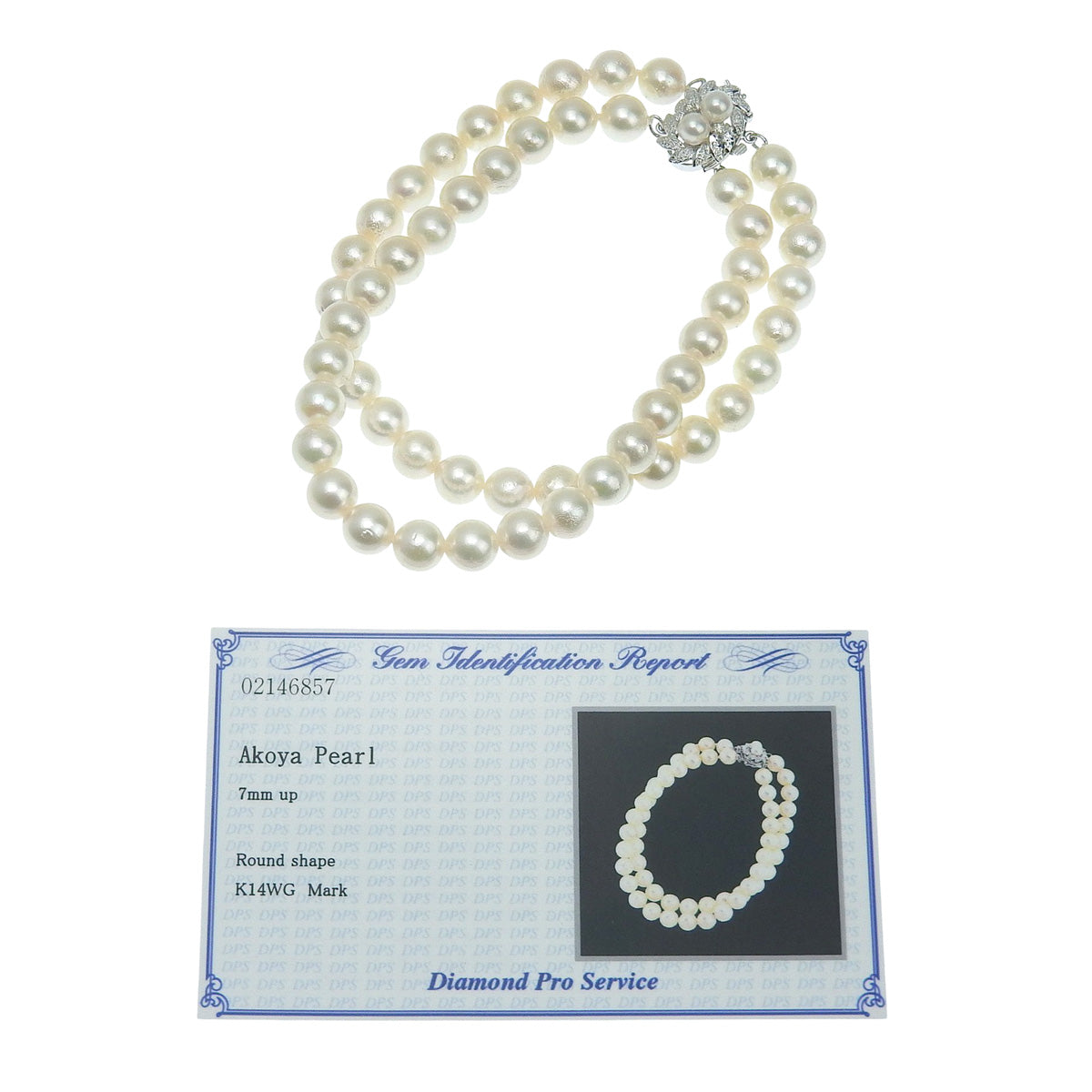 Double pearl bracelet in white gold (14K white gold)