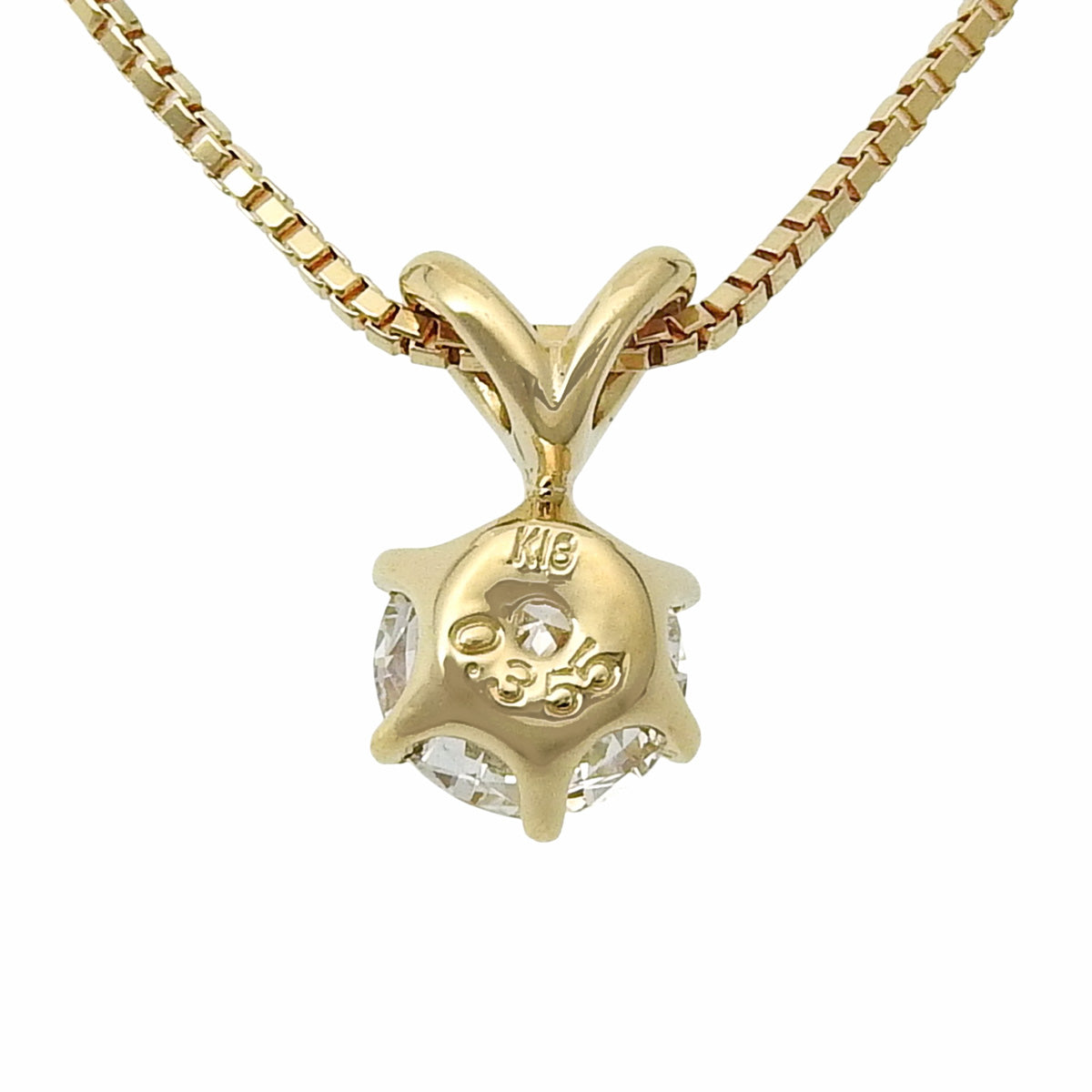Solitaire Diamond Necklace D0.355 Yellow Gold K18YG 2.3g 1PD