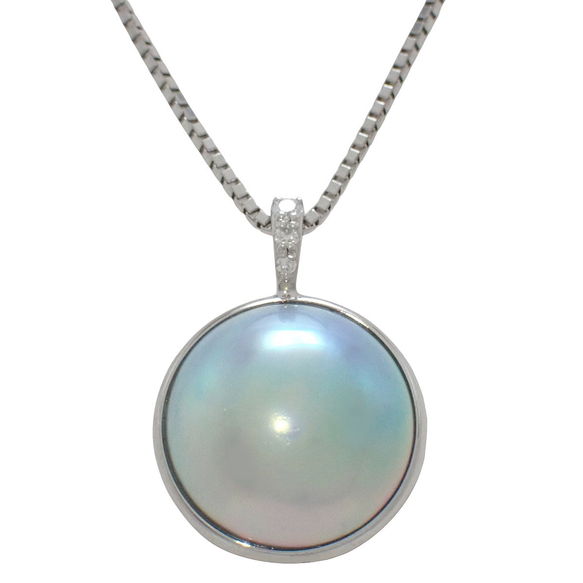 Mabe Pearl Diamond Necklace D0.05 Platinum Pt850 Pt950 5.9g