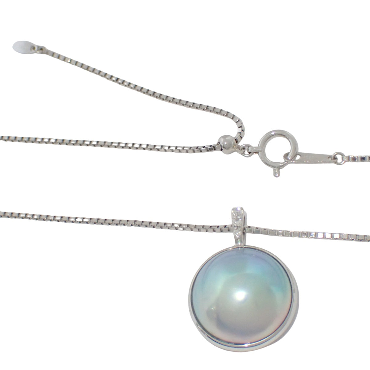 Mabe Pearl Diamond Necklace D0.05 Platinum Pt850 Pt950 5.9g