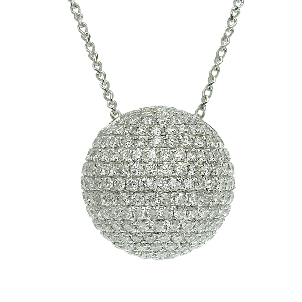 Sphere Pave Diamond Necklace White Gold K18WG Jewelry Pave Ball