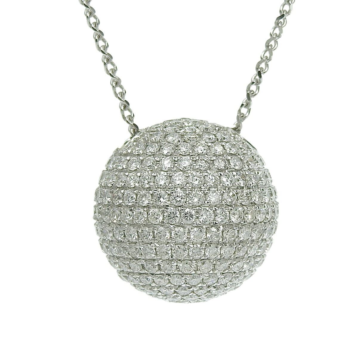 Sphere Pave Diamond Necklace White Gold K18WG Jewelry Pave Ball