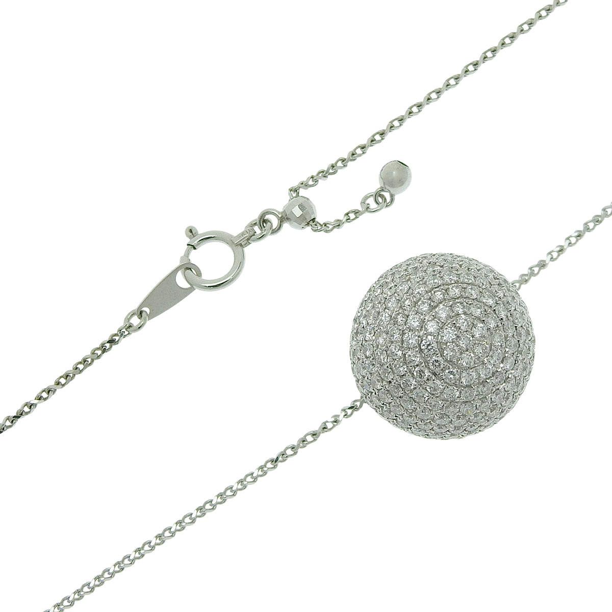 Sphere Pave Diamond Necklace White Gold K18WG Jewelry Pave Ball