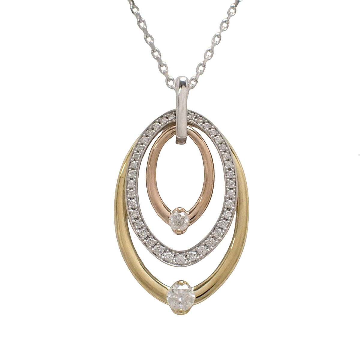 Diamond 3-strand necklace D0.20/0.30 K18 WG YG PG 10.0g