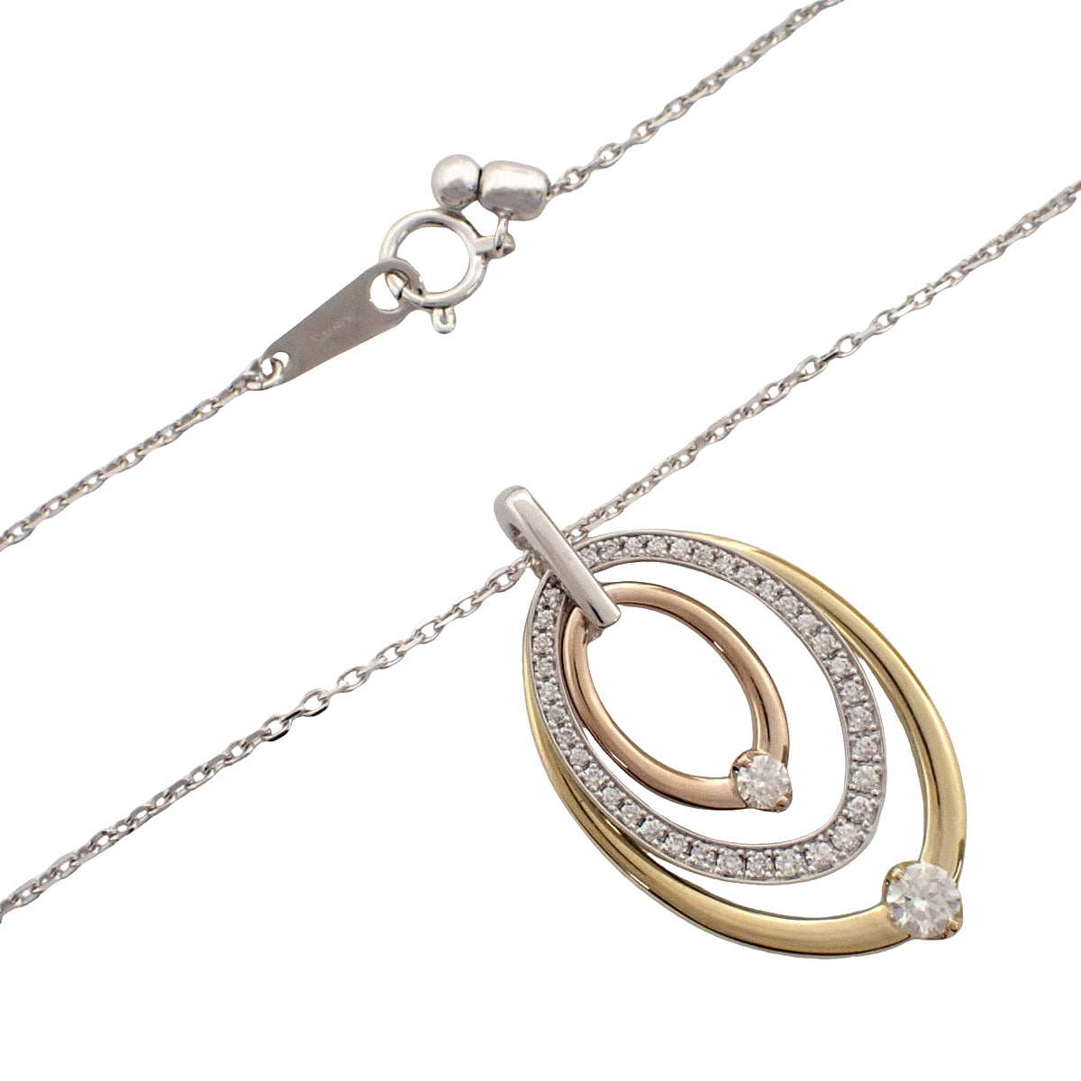 Diamond 3-strand necklace D0.20/0.30 K18 WG YG PG 10.0g