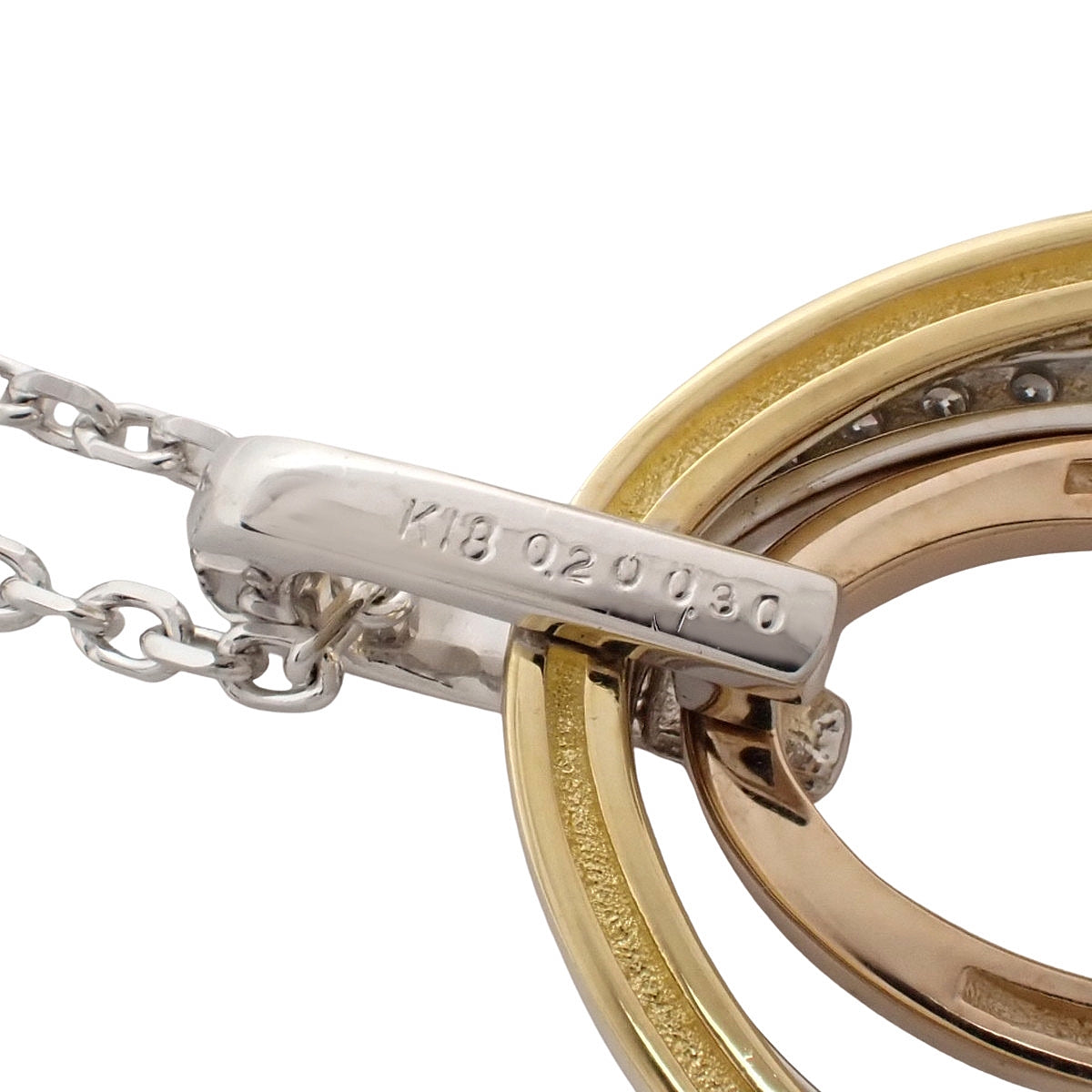 ダイヤモンド 3連 ネックレス D0.20/0.30 K18 WG YG PG 10.0g