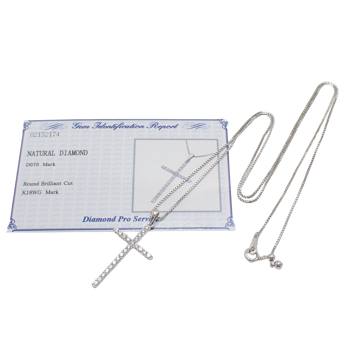 クロス ダイヤモンド ネックレス D0.70 ホワイトゴールド K18WG 7.6g