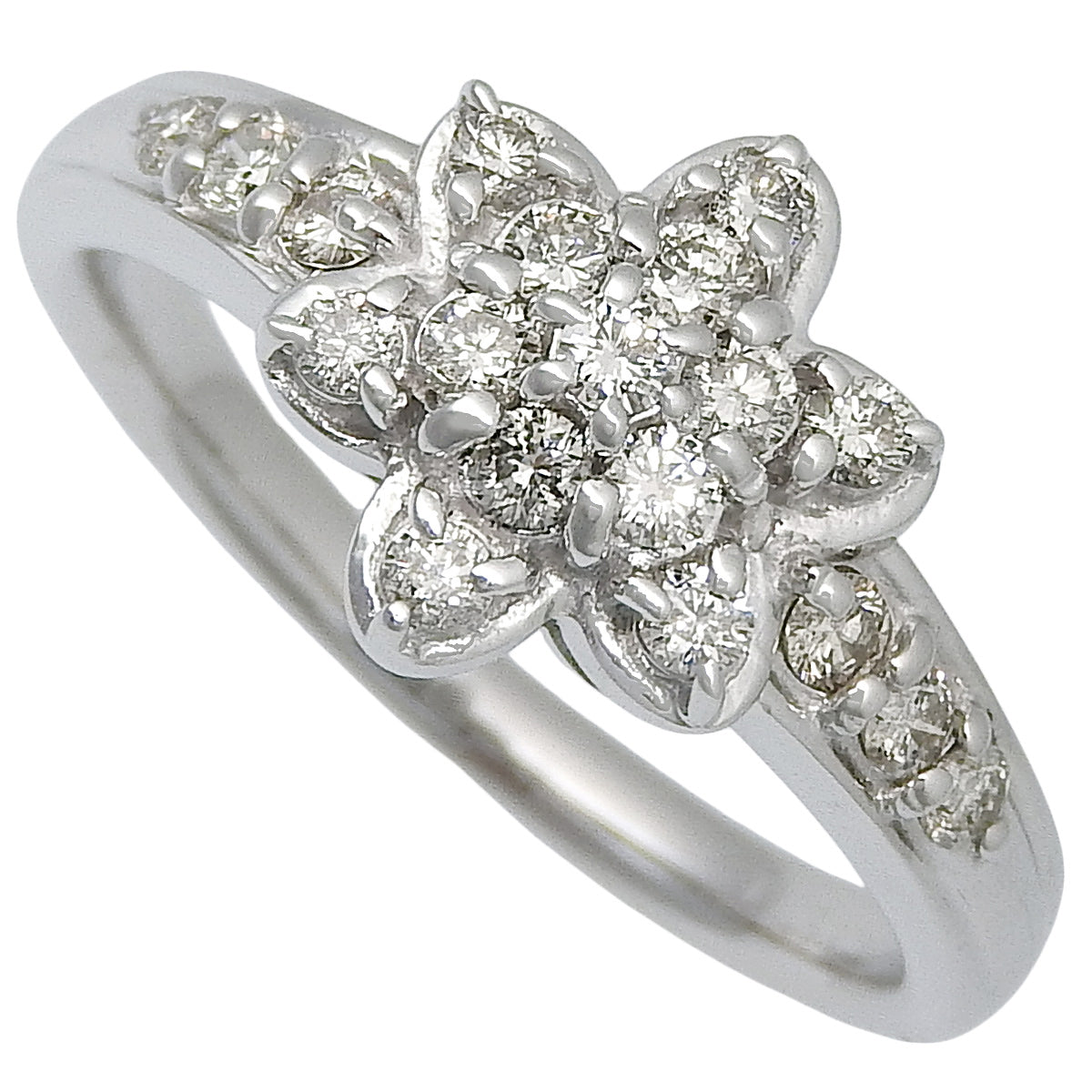 Flower motif diamond ring D0.50 white gold K18WG 4.1g