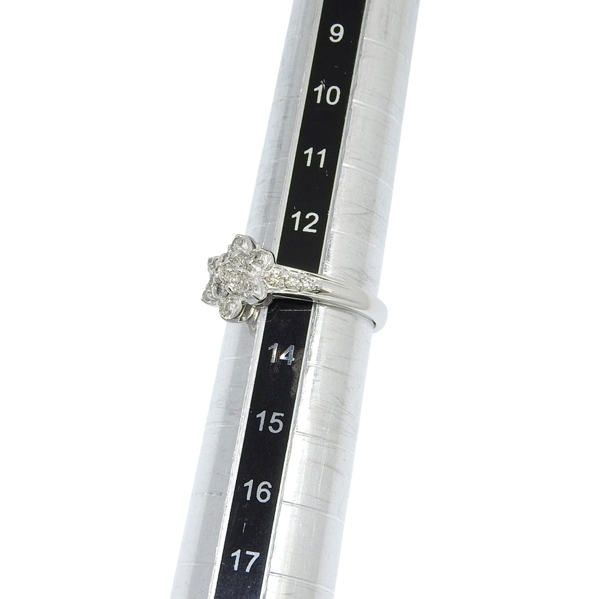 Flower motif diamond ring D0.50 white gold K18WG 4.1g