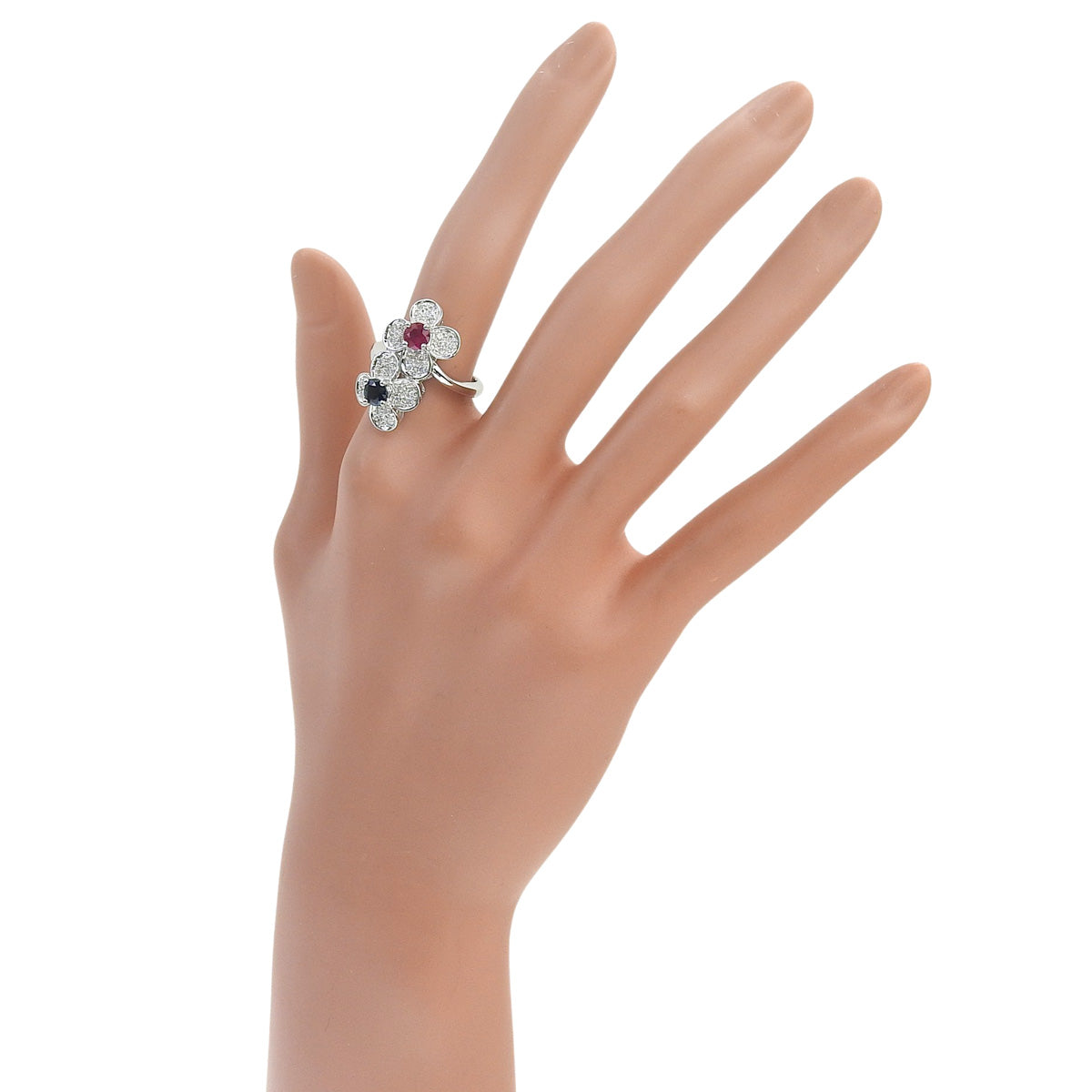 ダイヤモンド フラワーリング D0.31/R0.45/S0.47 ホワイトゴールド K18WG 12(52)号 7.9g