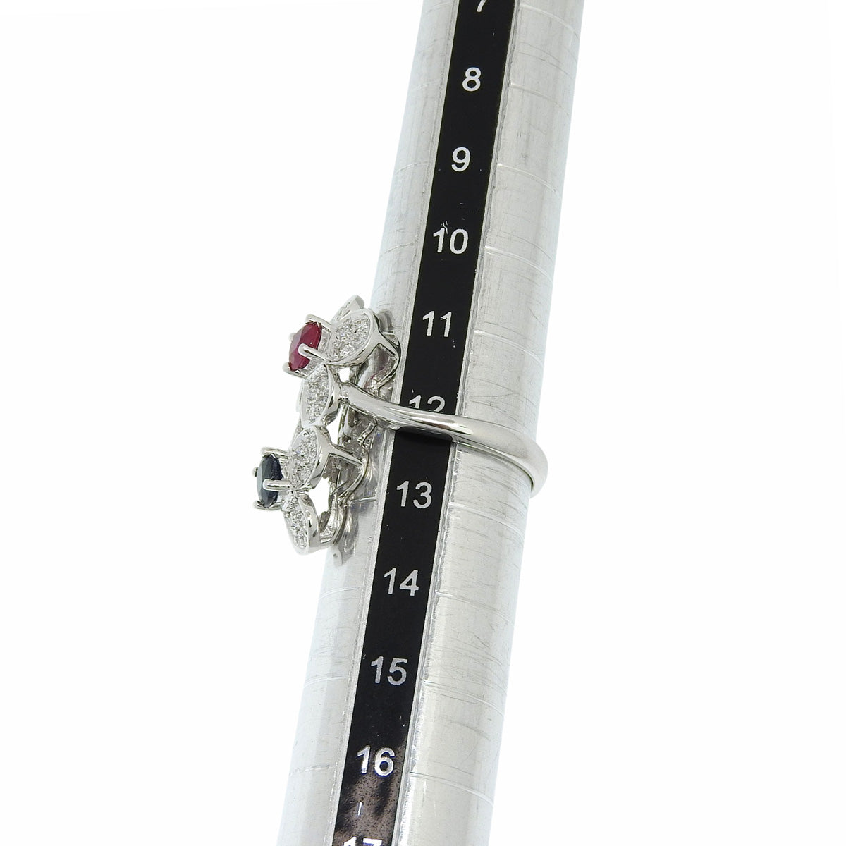Diamond flower ring, D0.31/R0.45/S0.47, white gold, K18WG, size 12 (52), 7.9g