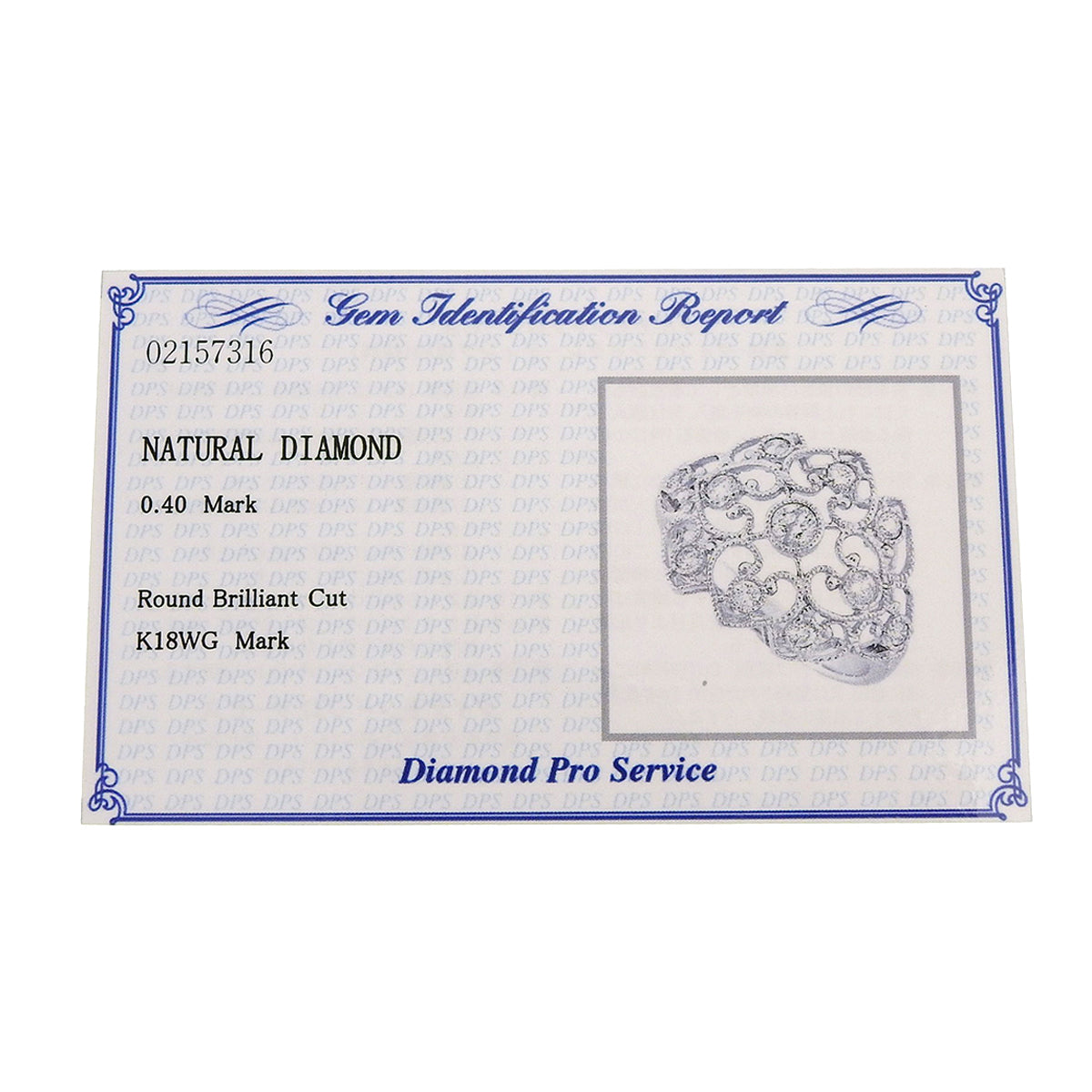 透かしダイヤモンドリング D0.40 ホワイトゴールド WG 3.3g