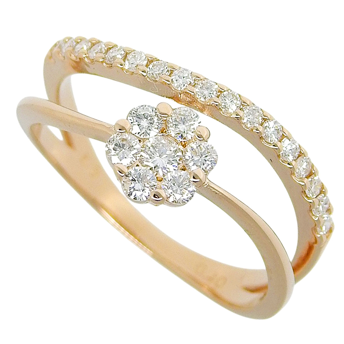 Layered Diamond Ring D0.40 Pink Gold K18PG 2.8g