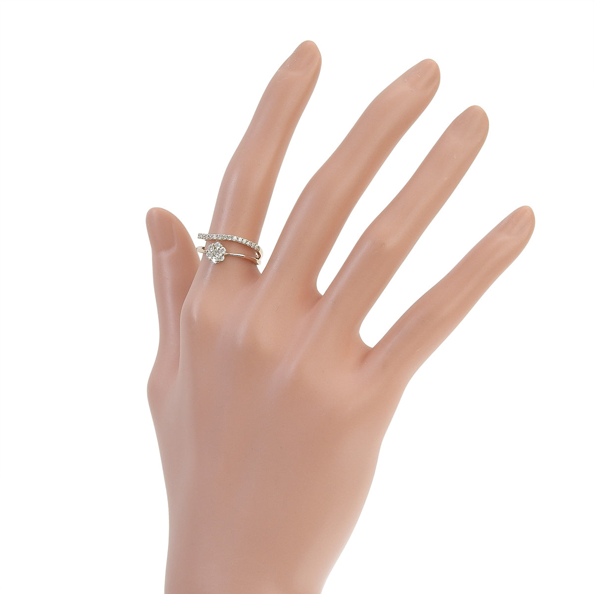 Layered Diamond Ring D0.40 Pink Gold K18PG 2.8g