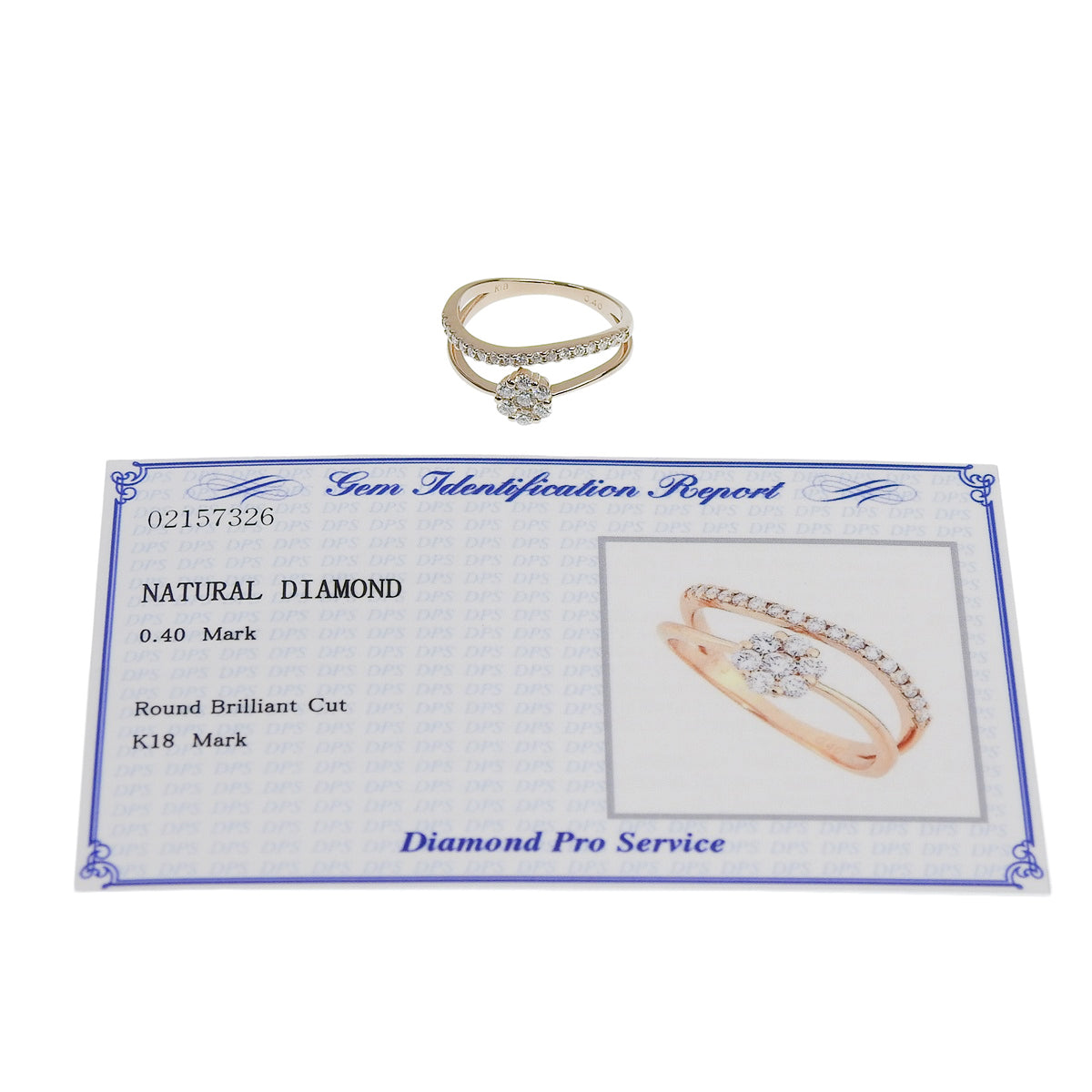 Layered Diamond Ring D0.40 Pink Gold K18PG 2.8g