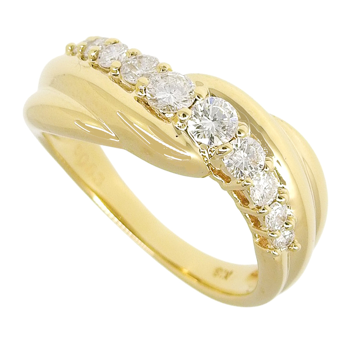 三排扭纹钻石戒指,D0.53,18K黄金,5.1克