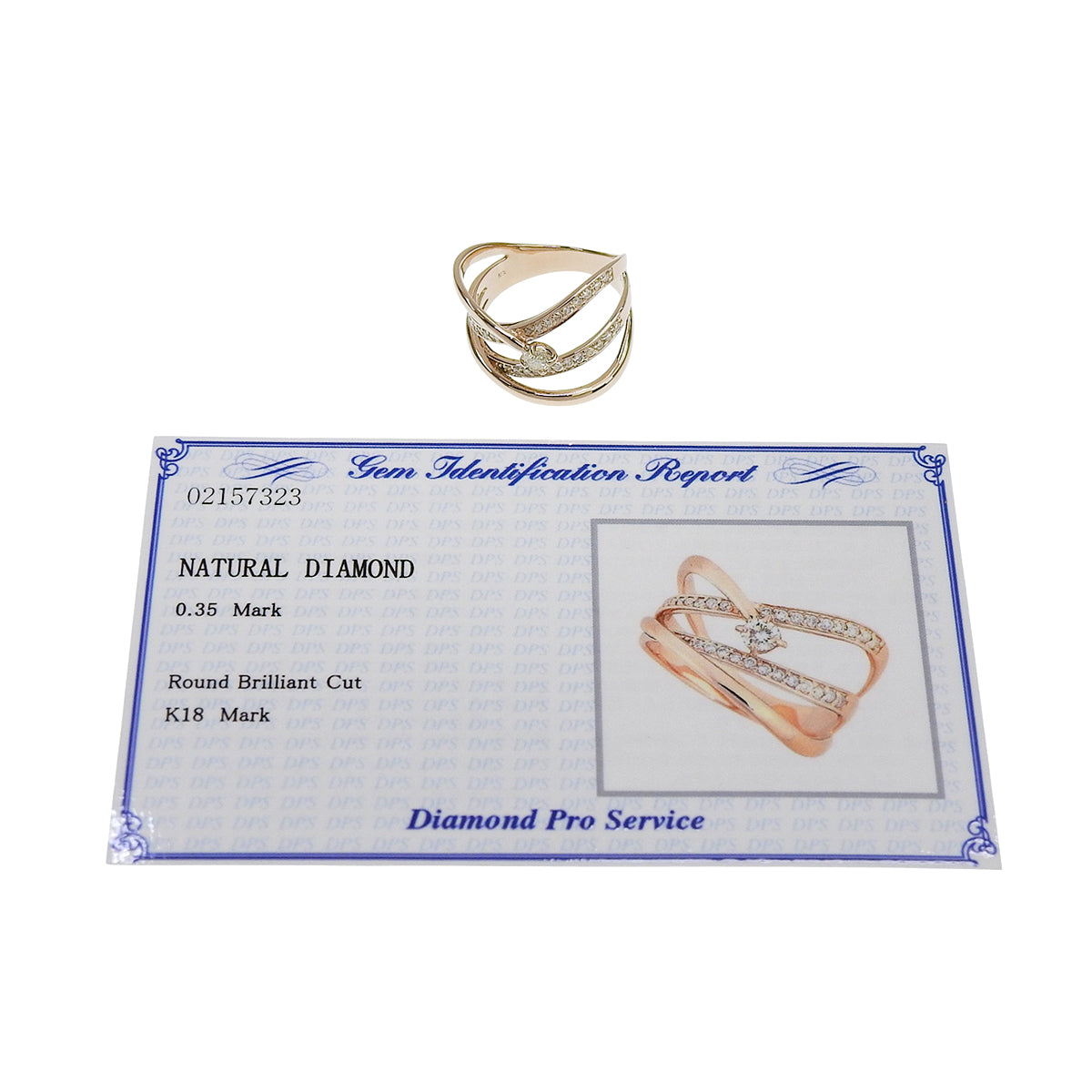 Diamond Cross Ring D0.35 Pink Gold K18PG 5.0g