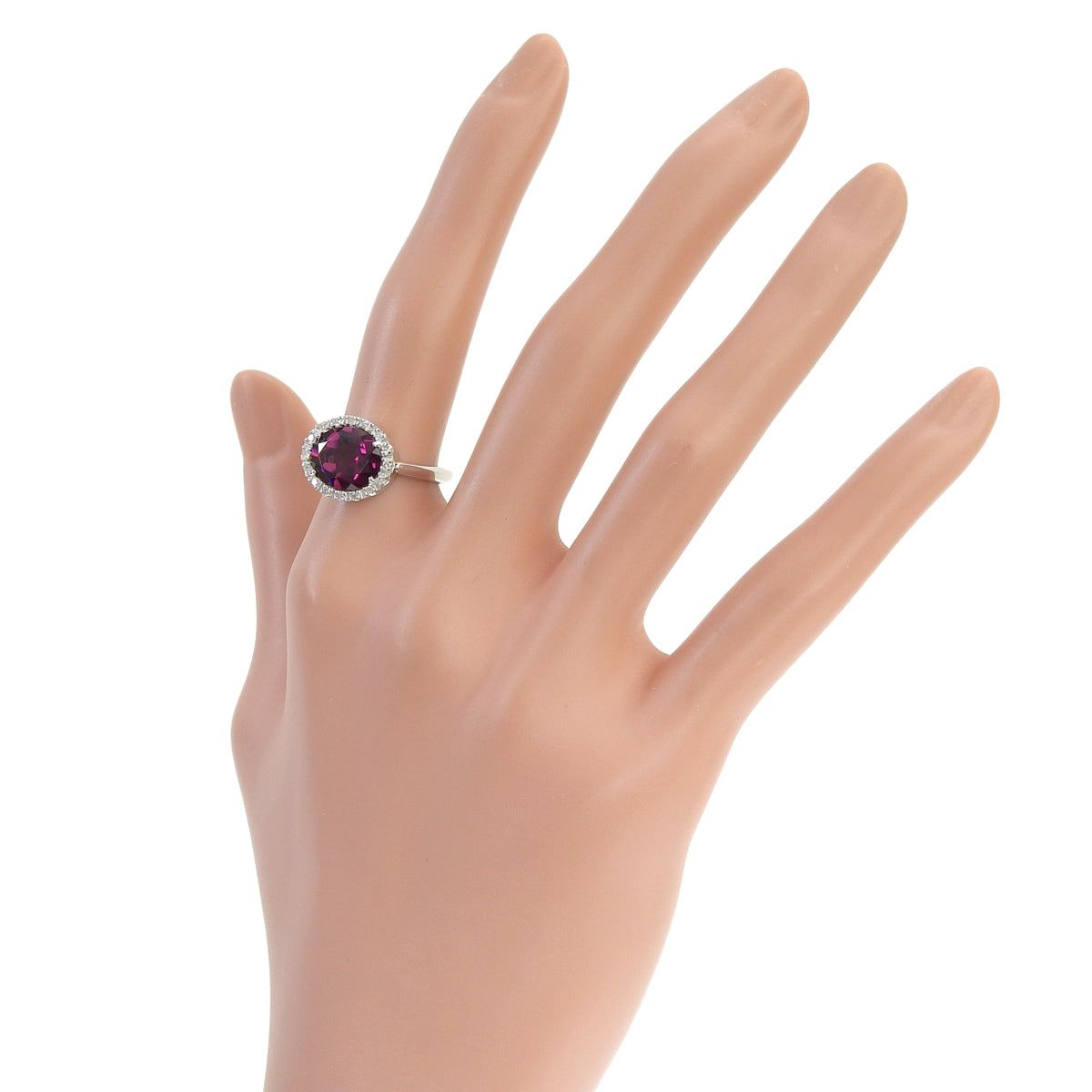 Garnet and Diamond Ring, G3.00/D0.16, White Gold, K18WG, 7.4g