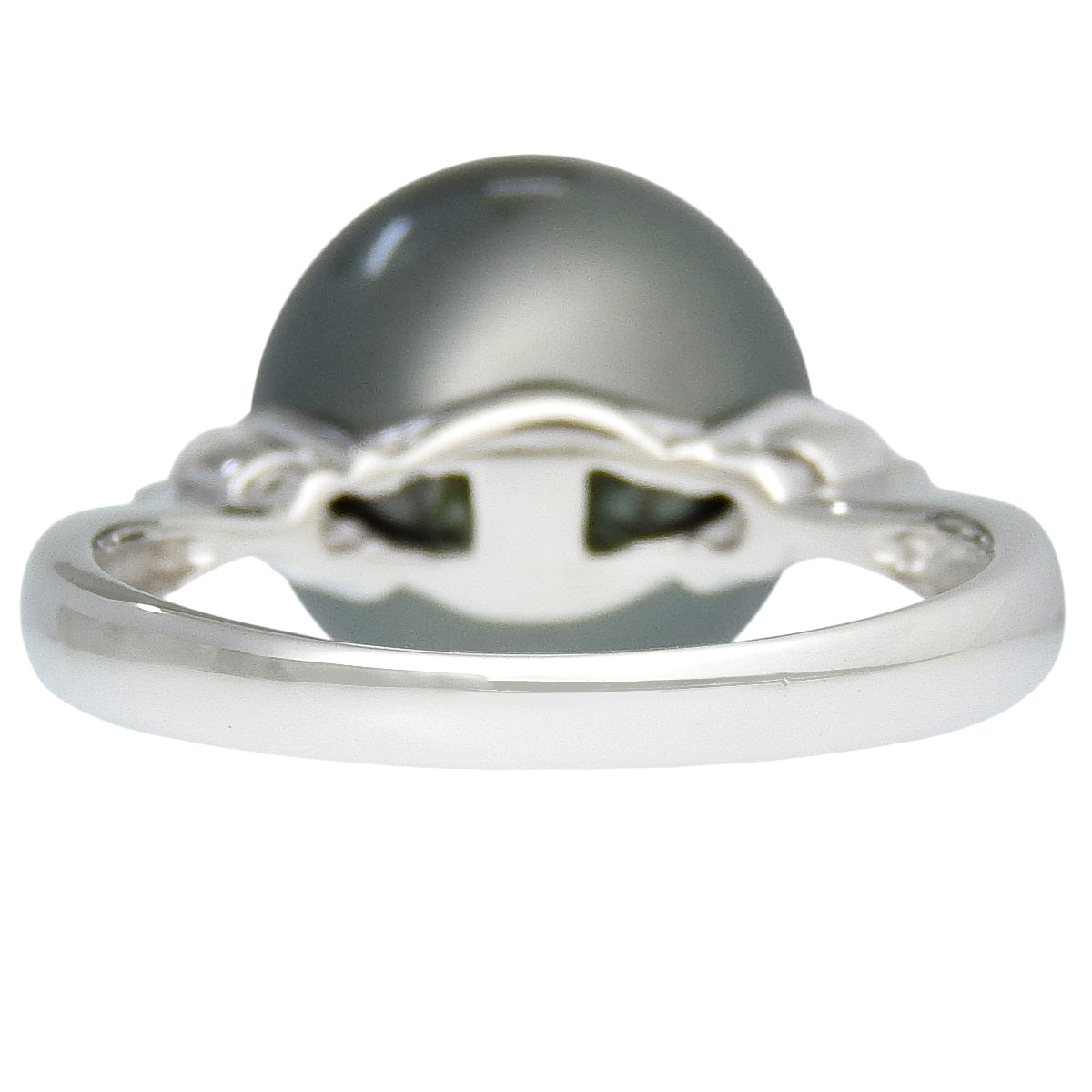 Black Pearl and Diamond Ring BLP/D0.15 Platinum Pt900 6.8g