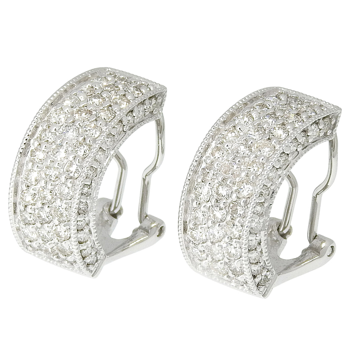 Pave Diamond Earrings D1.00, 1.00 White Gold K18WG 8.0g